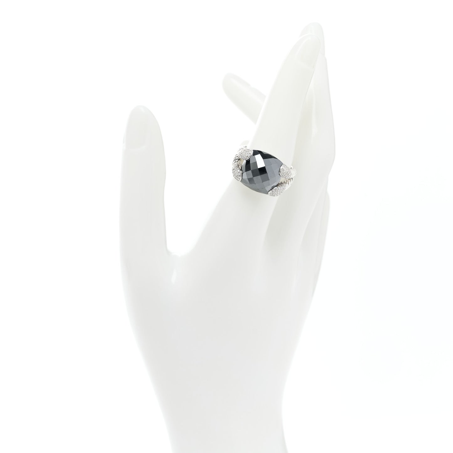 Sterling Silver Diamond Hematine Willow Ring 54 6.75