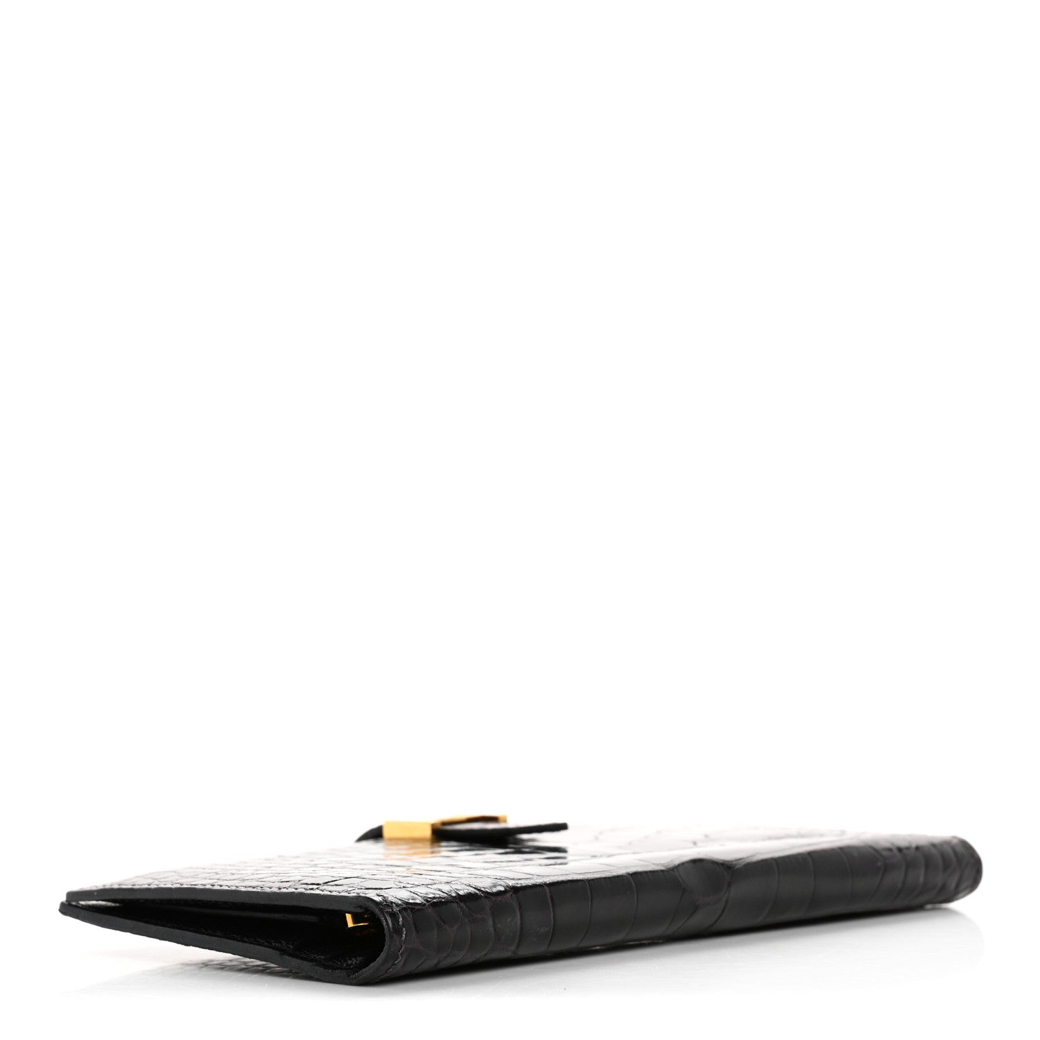 Hermes Shiny Alligator Bearn Gusset Wallet Aubergine 4 of 12