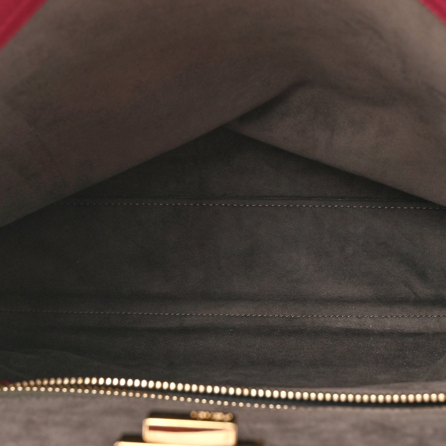 Vitello Seta Alacantara Large Peekaboo Iconic Satchel Black Cherry Fumo