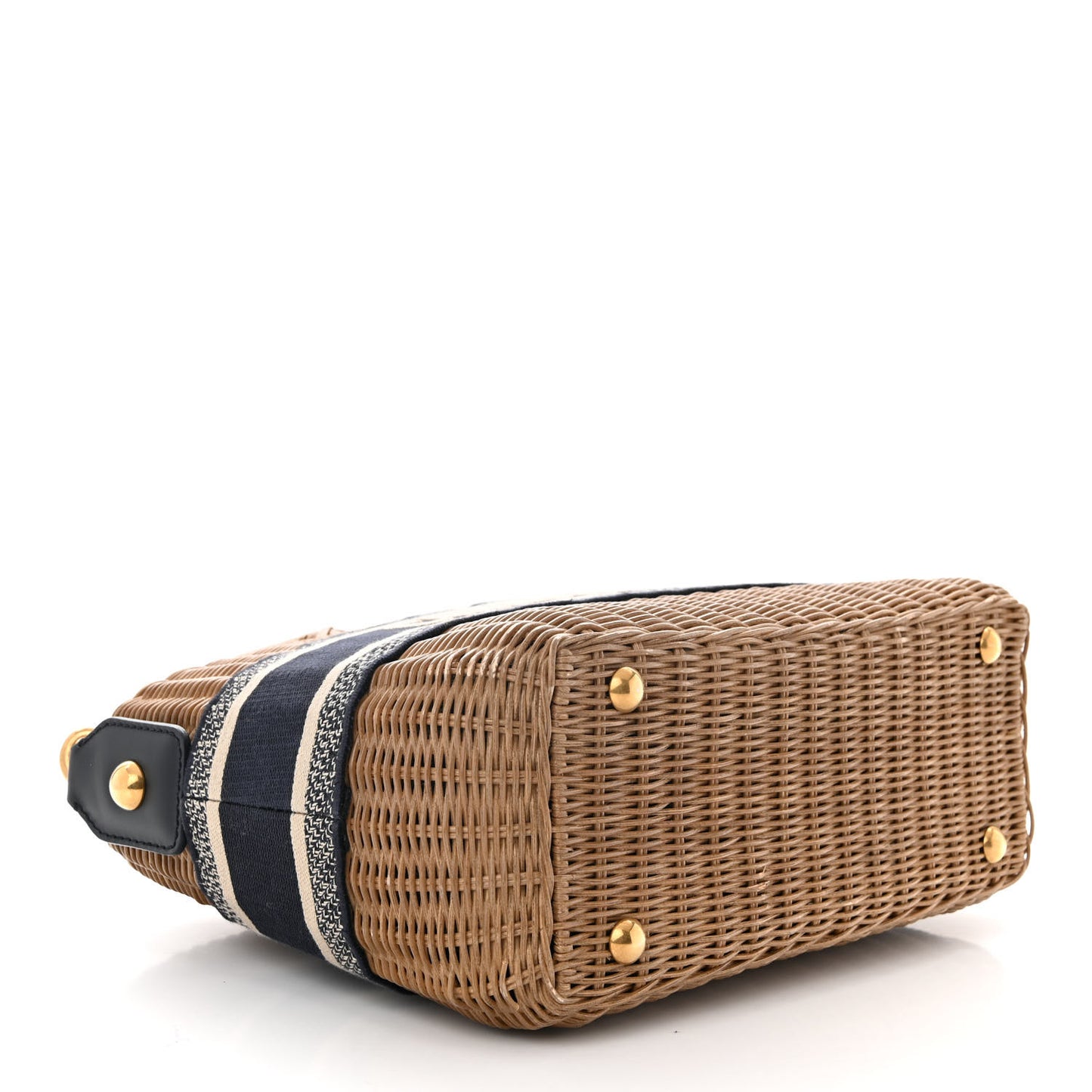 Wicker Oblique Basket Bag Blue