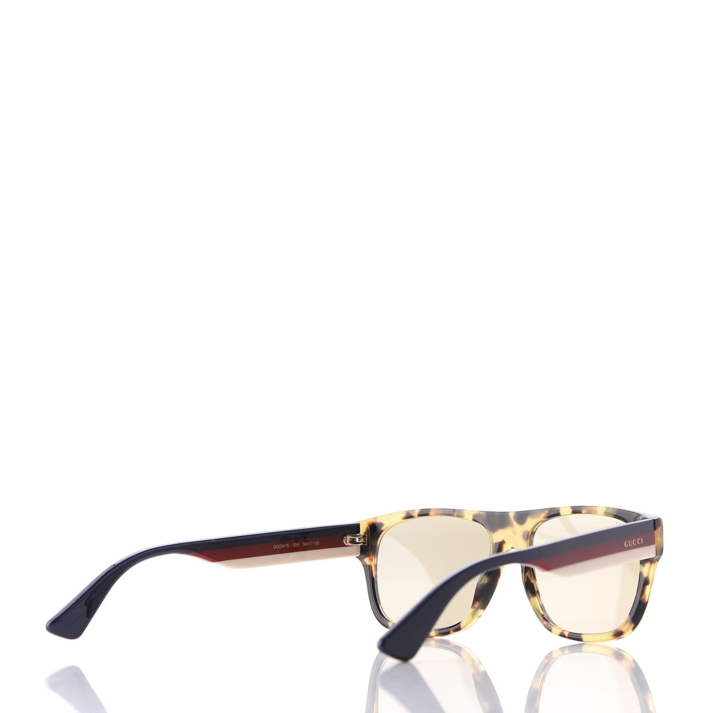 Acetate Square Frame Web Sunglasses GG0341S Tortoise