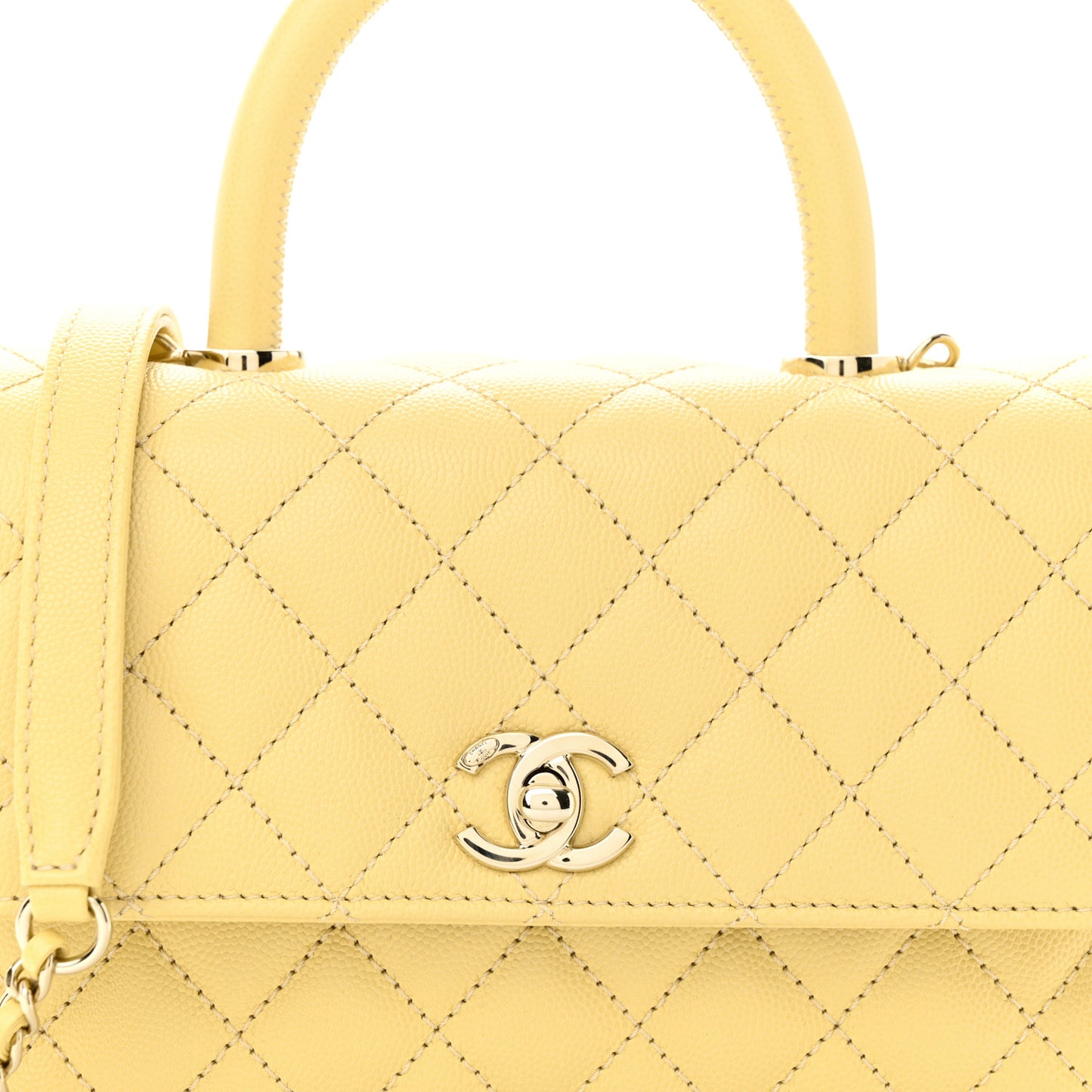 Caviar Quilted Mini Coco Handle Flap Yellow