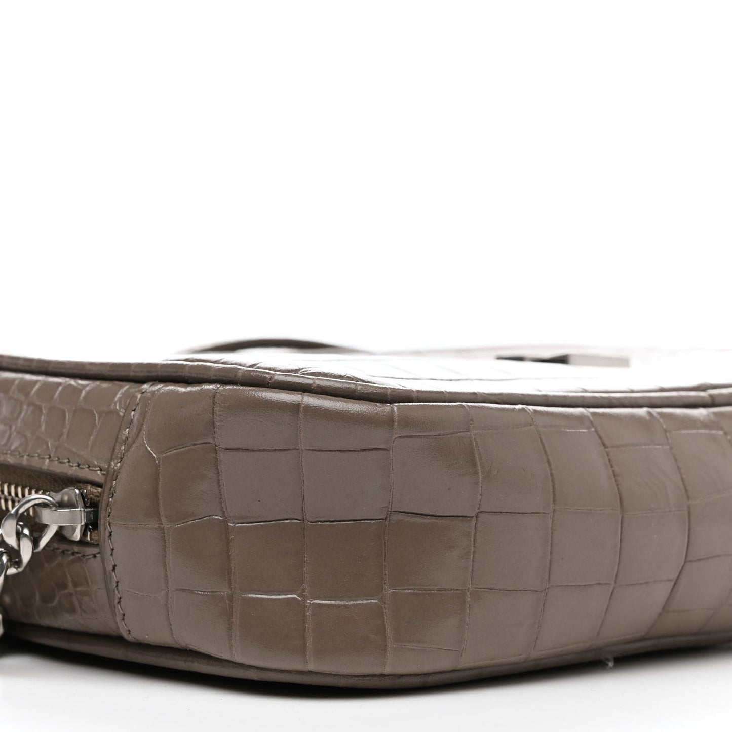 Calfskin Crocodile Embossed Monogram Mini Lou Camera Bag Fog