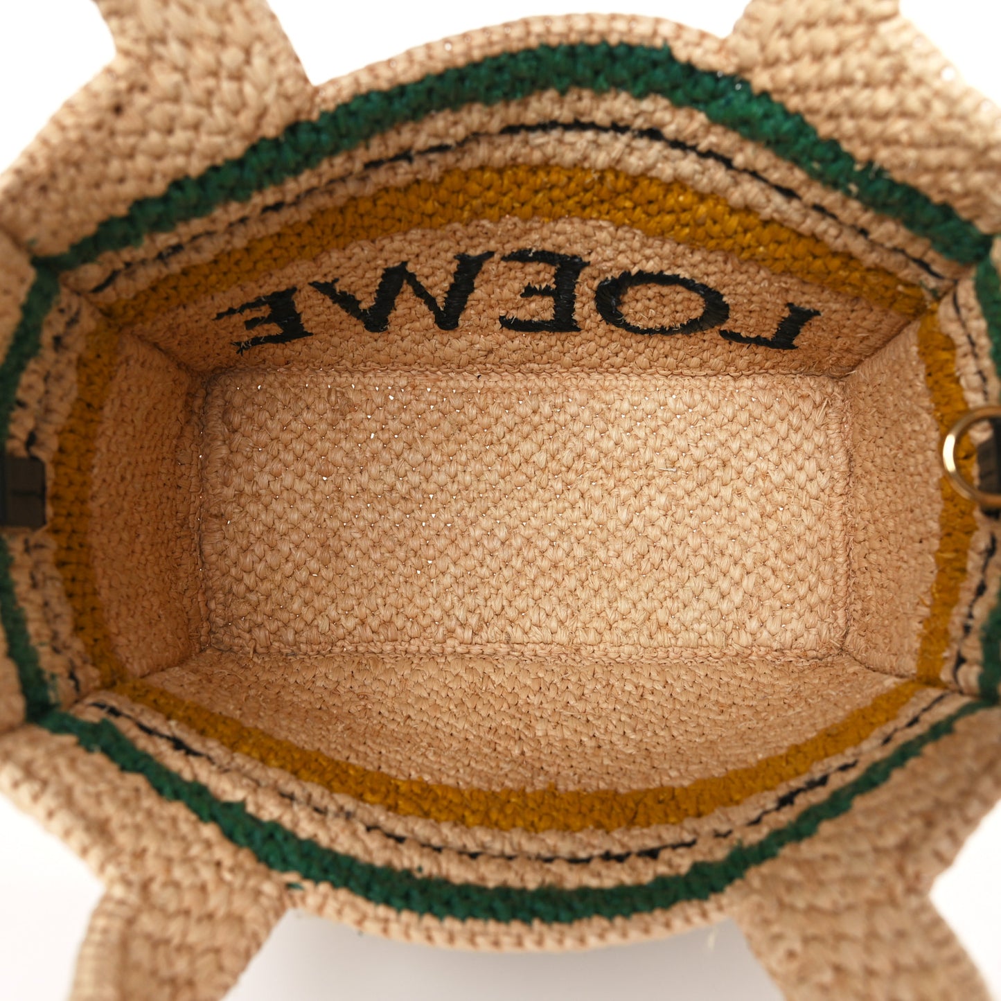 Raffia Small Paula's Ibiza Logo Tote Beige Multicolor