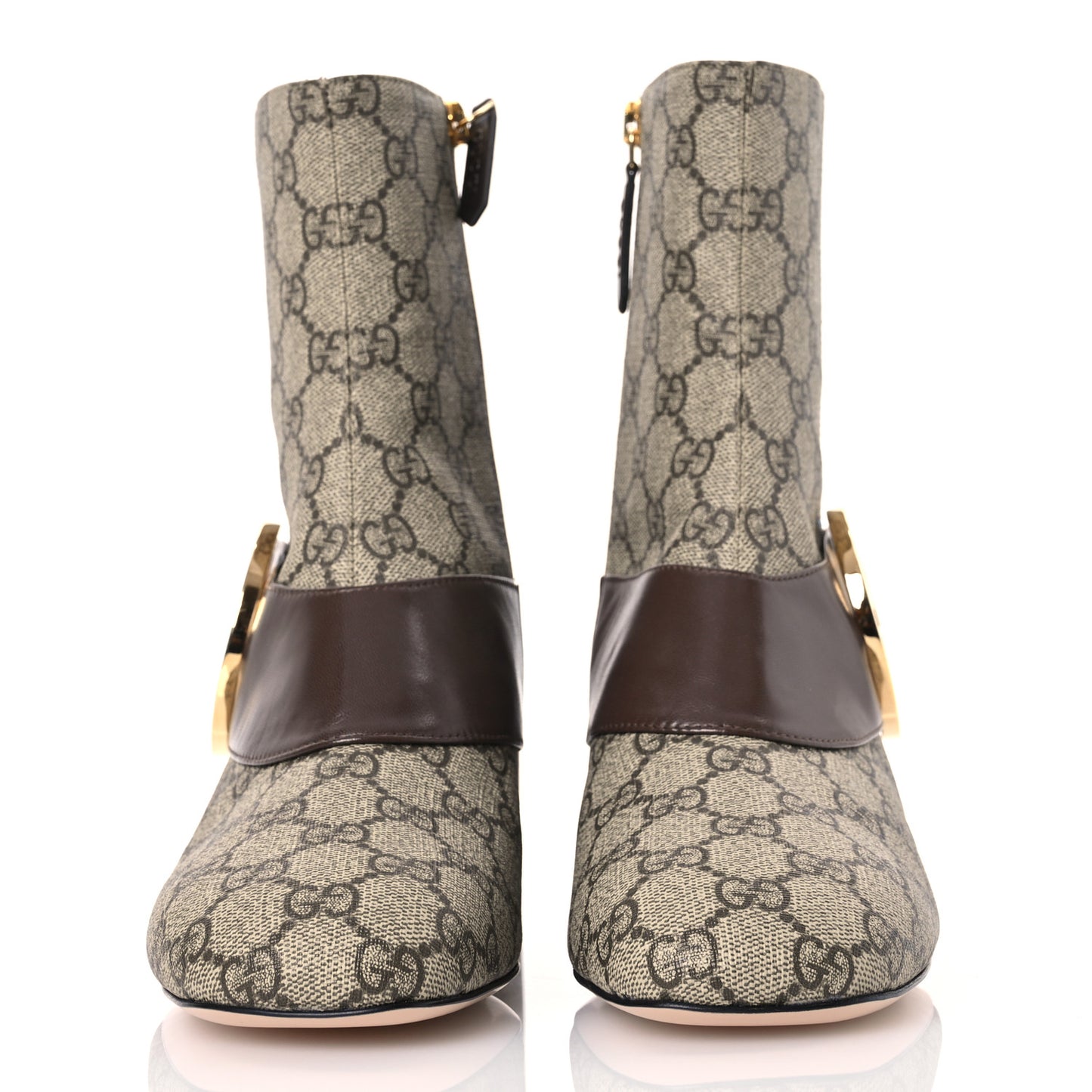GG Supreme Monogram Malaga Kid Blondie 55mm Ankle Boots 39.5 Beige Ebony New Acero