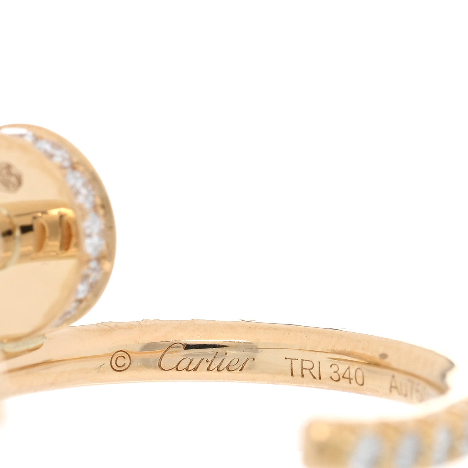 Cartier 18K Yellow Gold Diamond Juste Un Clou Pave Hoop Earrings 4 of 4