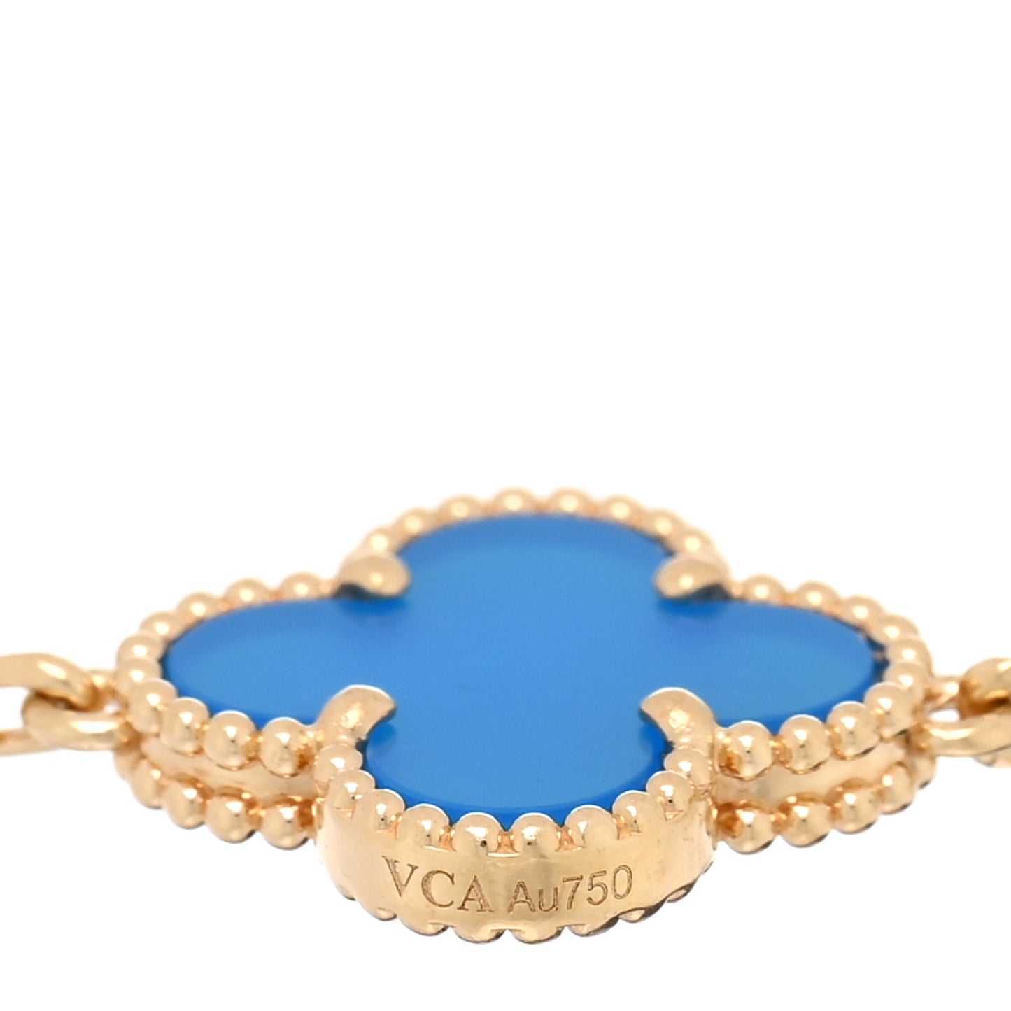18K Yellow Gold Blue Agate 5 Motifs Vintage Alhambra Bracelet