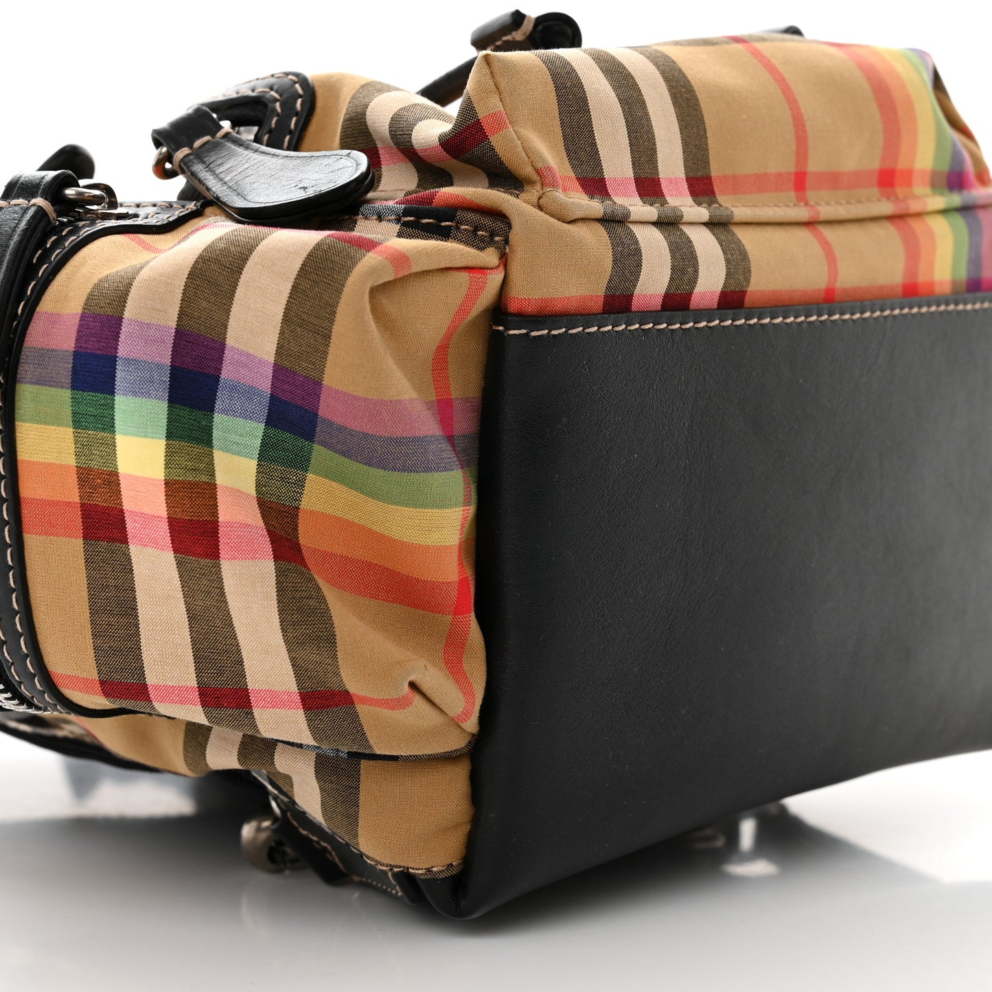 Vintage Rainbow Check Small Rucksack Backpack Antique Yellow