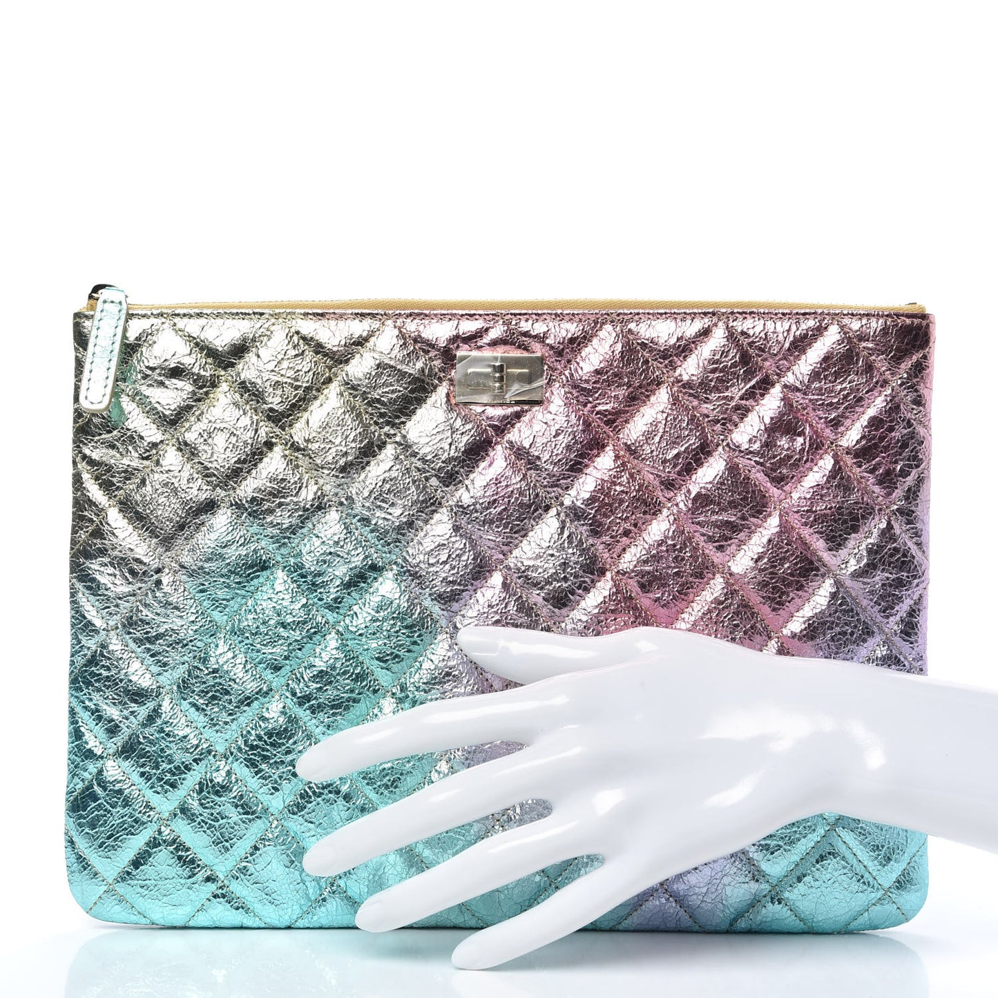 Metallic Goatskin Quilted Medium 2.55 Reissue Cosmetic Case Multicolor