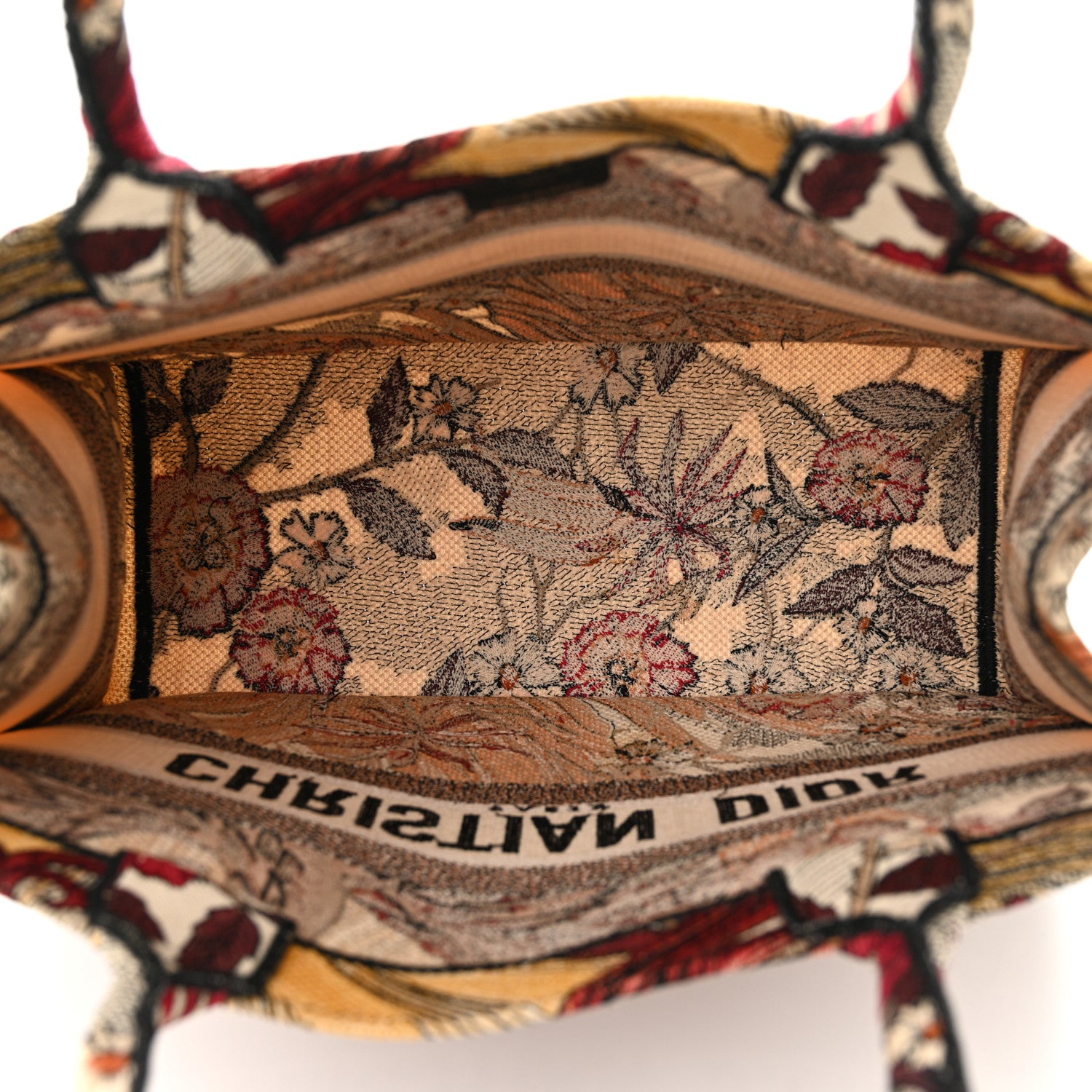 Christian Dior Canvas Embroidered Phoenix Medium Book Tote Red Multicolor 5 of 13