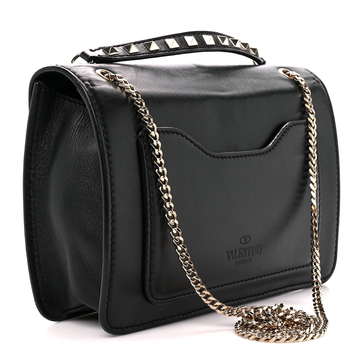 Calfskin Embroidered Beaded Rockstud Small Demilune Shoulder Bag Black Multicolor