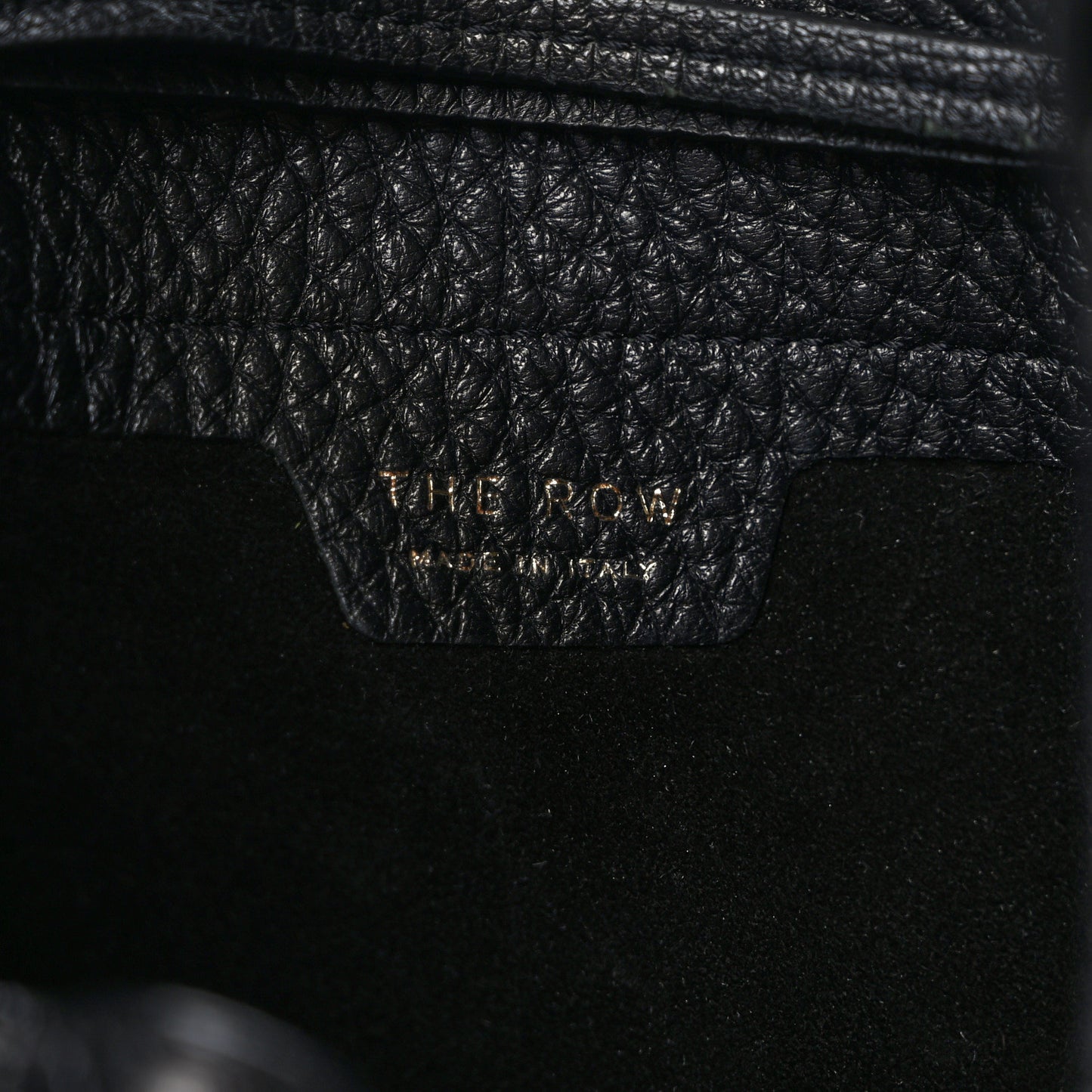 Grained Calfskin Drawstring Bucket Bag Black