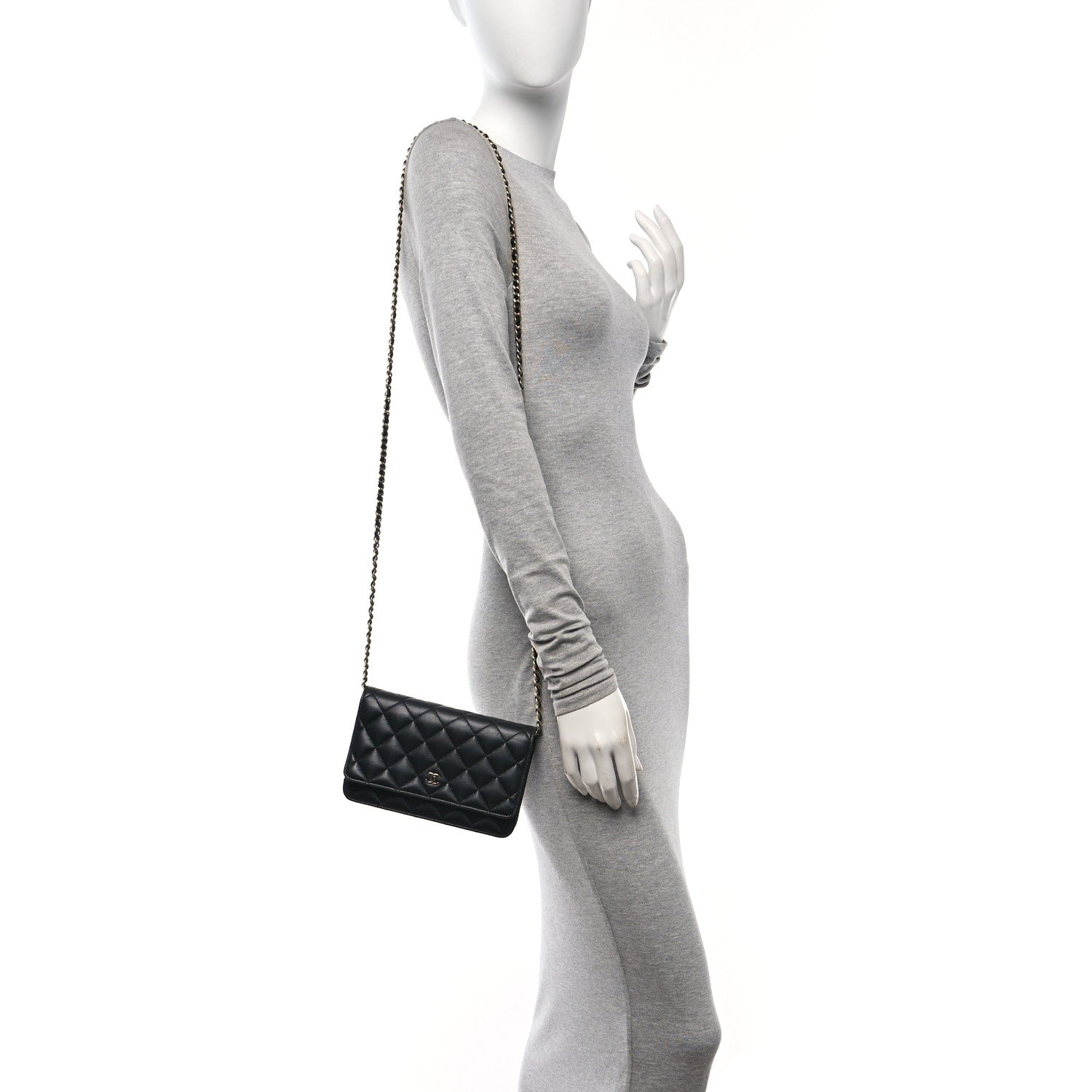 Chanel Lambskin Quilted Wallet On Chain WOC Black 2 of 10