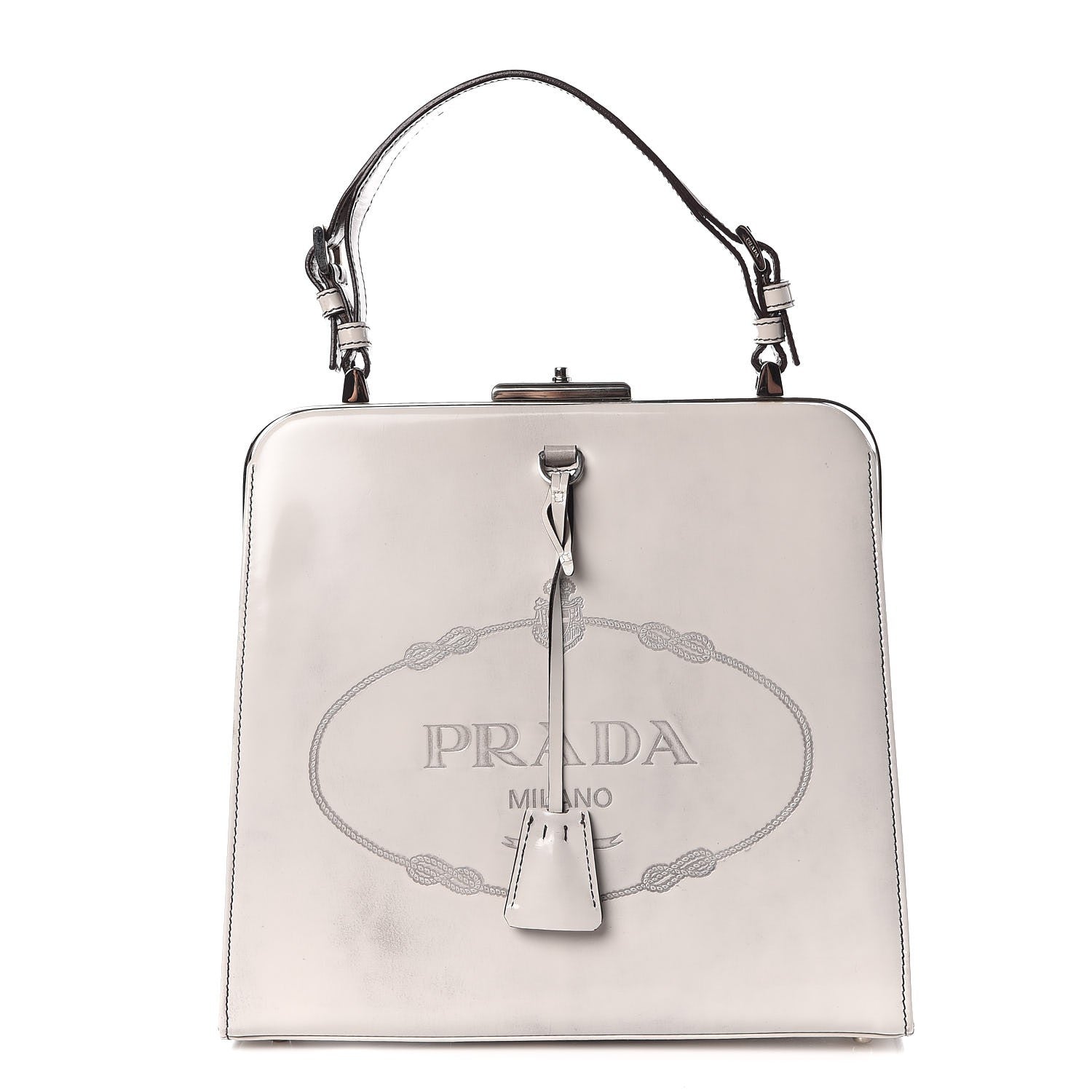 Prada Spazzolato Logo Print Framed Bag Quarzo 293507 – FASHIONPHILE