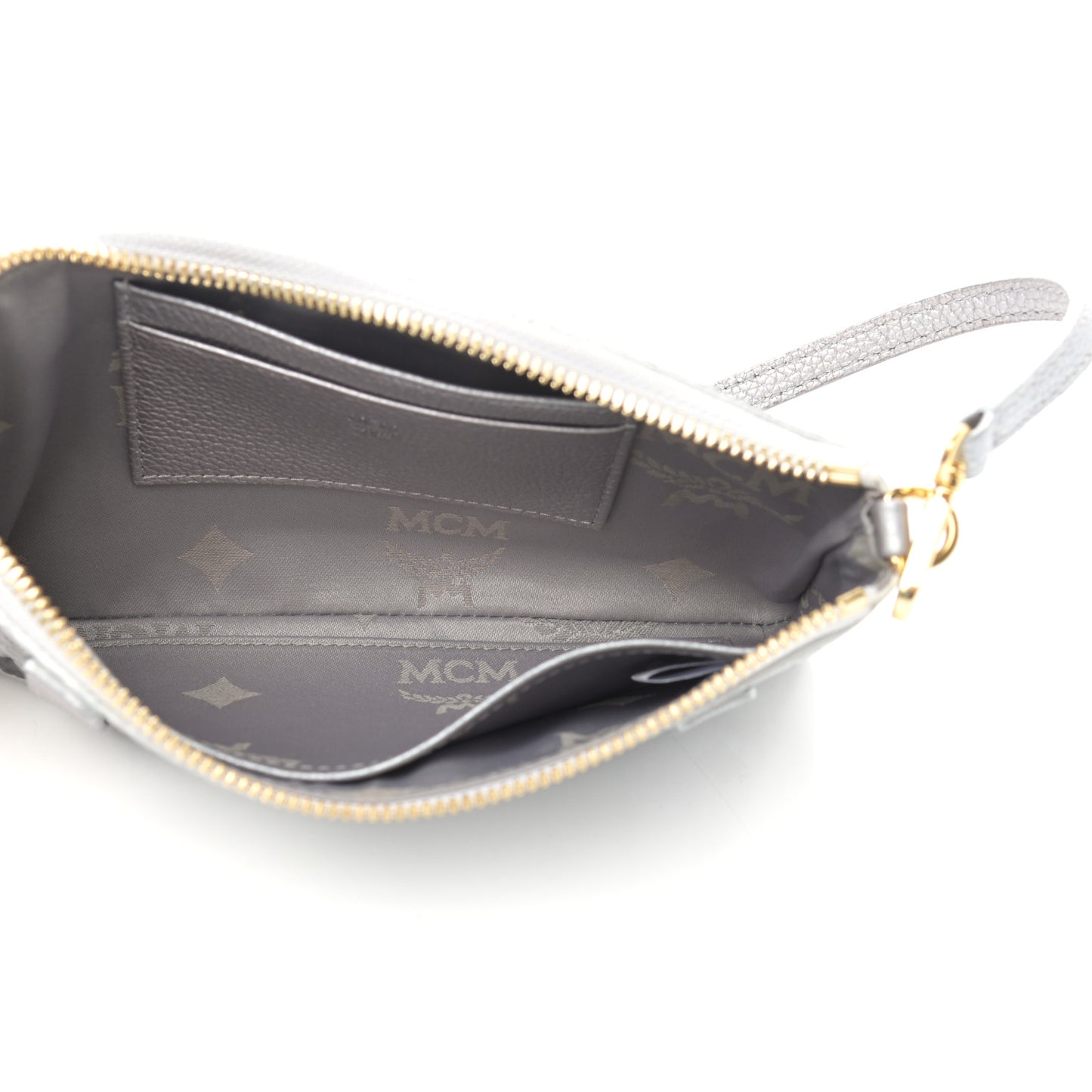 Metallic Visetos Crossbody Tech Pouch Silver