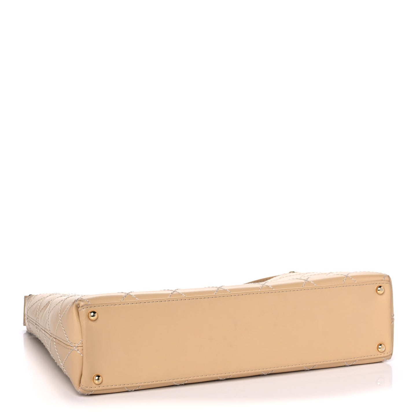 Calfskin Stitched Shoulder Bag Beige