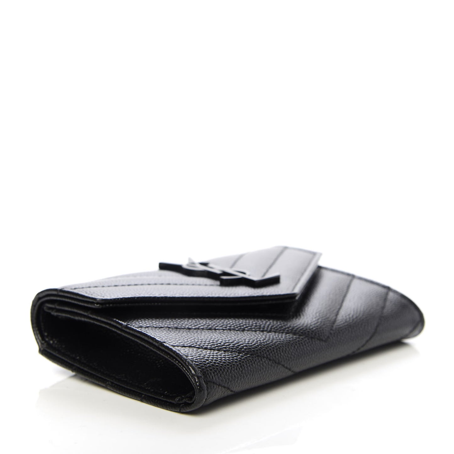 Grain De Poudre Matelasse Chevron Small Monogram Envelope Wallet Black