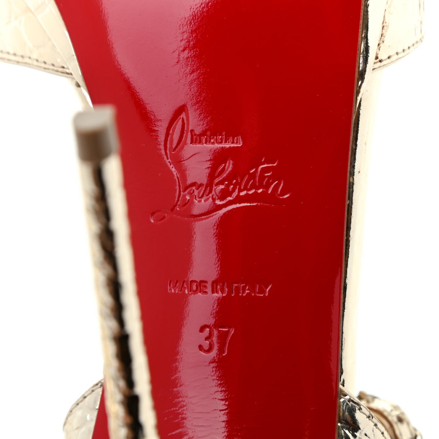 Metallo Cocco Loubiloo 120 Ankle Strap Pumps 37 Platine