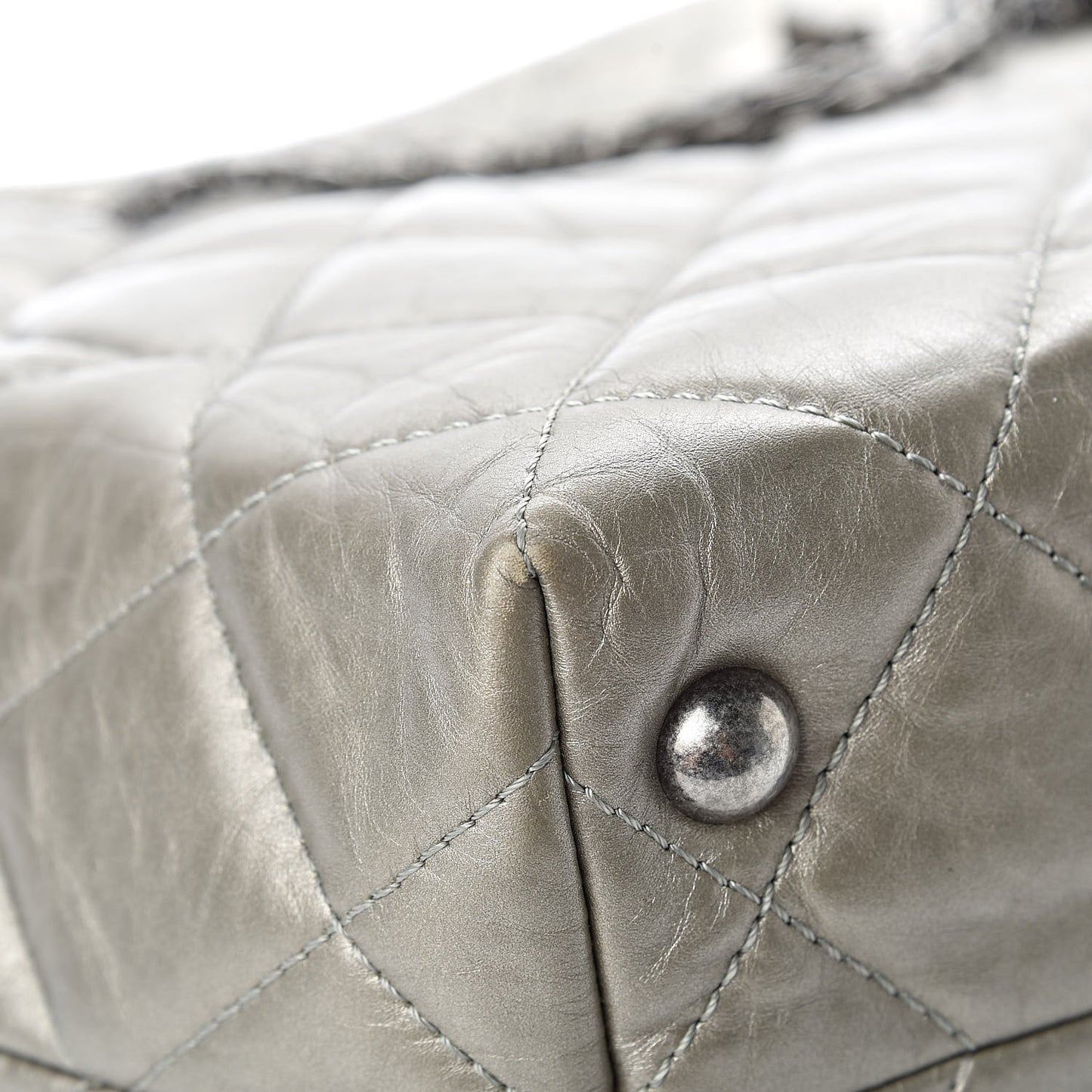 Aged Calfskin Quilted Reissue 2.55 Tote Light Gold