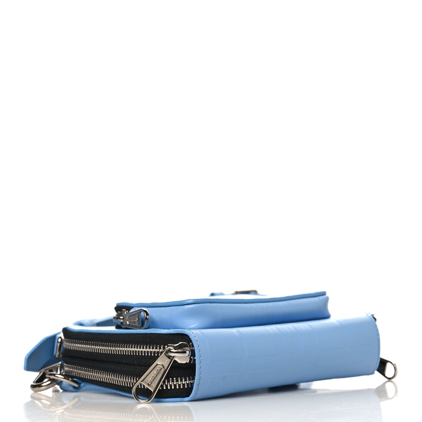 Calfskin Embossed Check Jake Crossbody Cornflower Blue