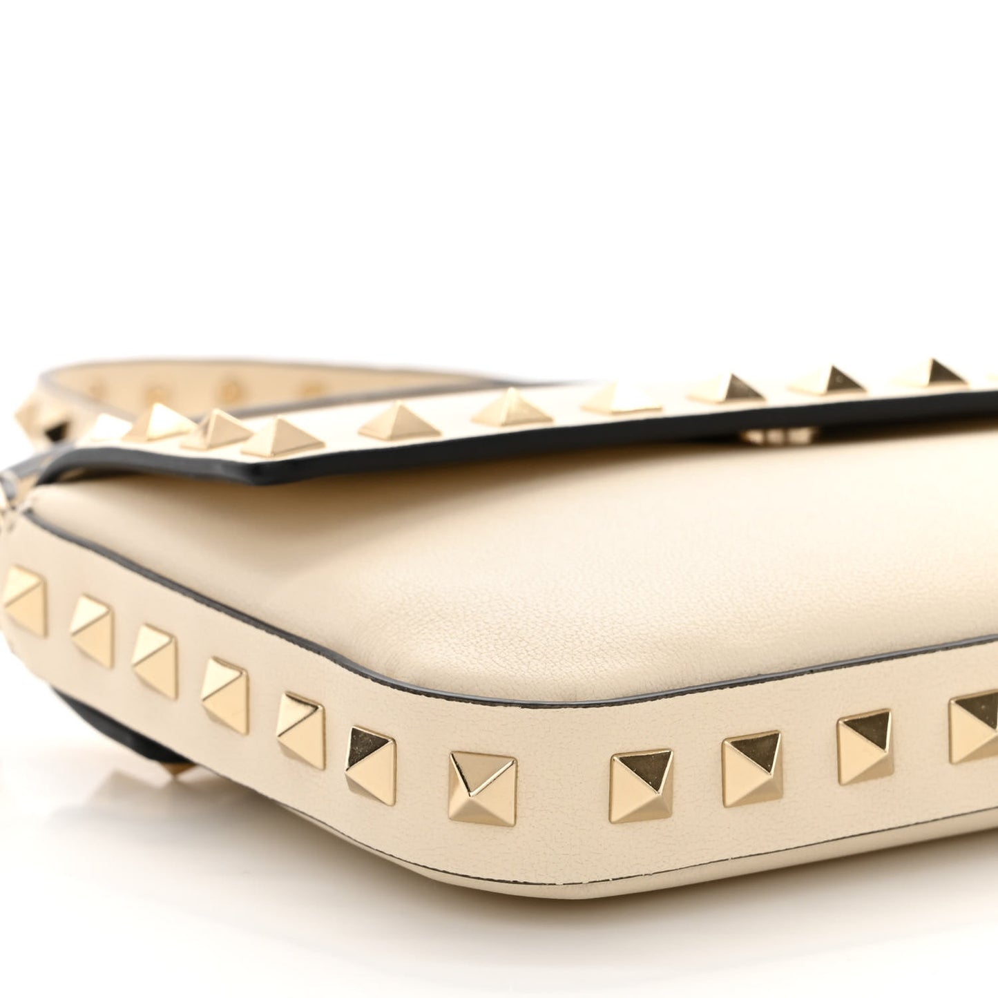 Calfskin Rockstud Crossbody Pouch Light Ivory