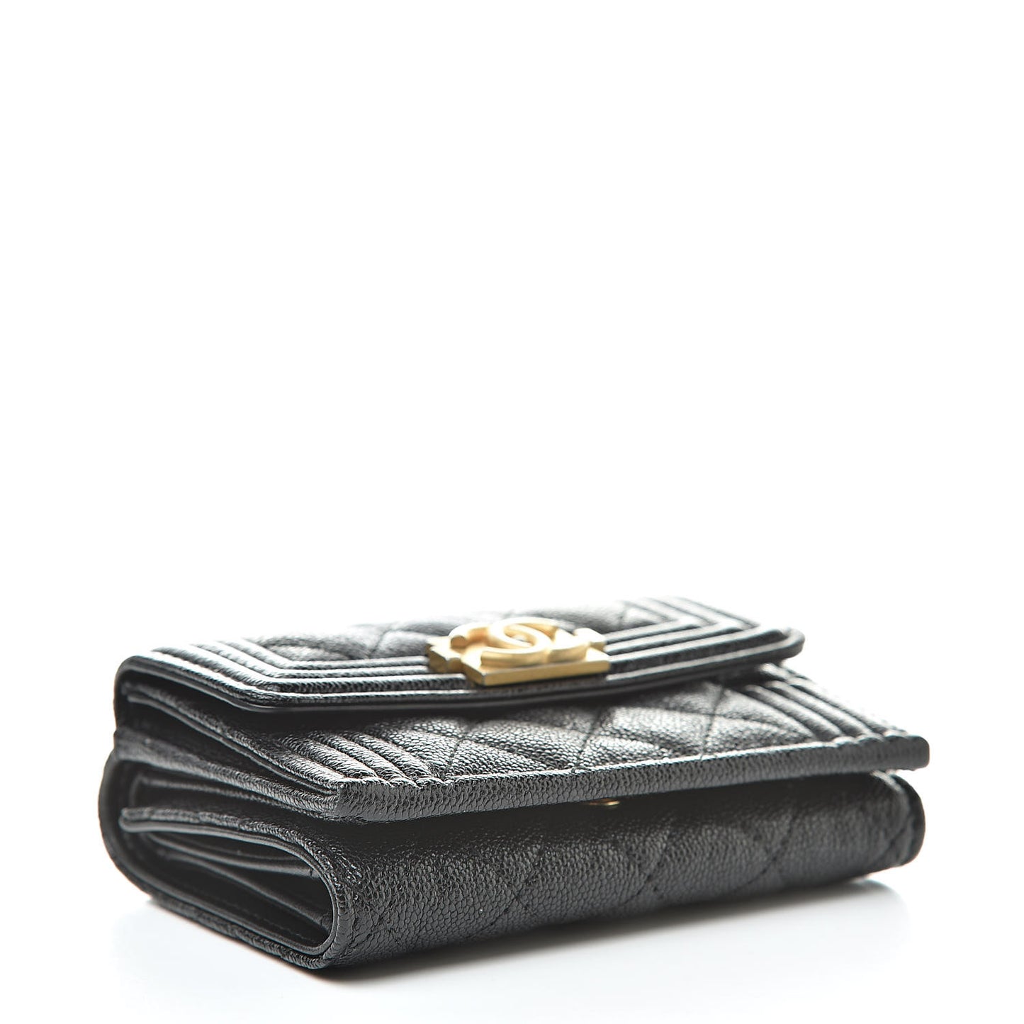 Caviar Quilted Small Boy Flap Wallet Black
