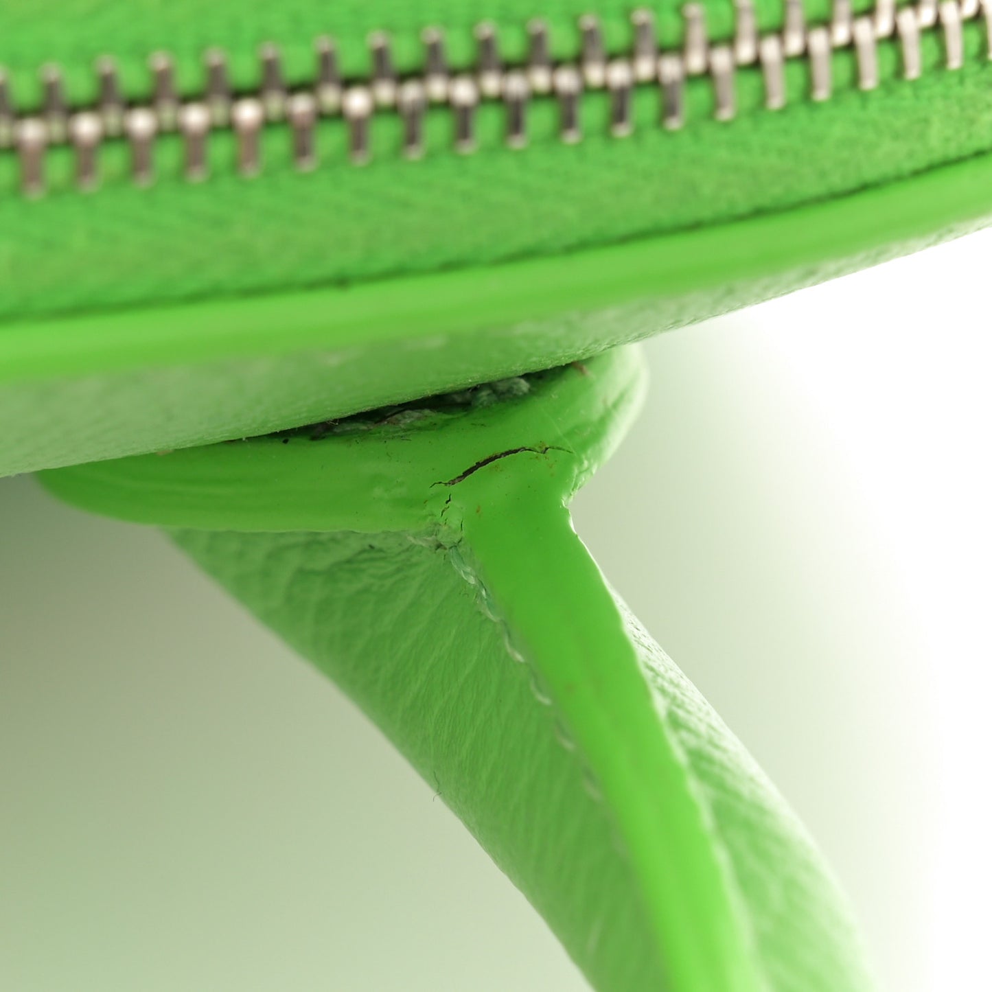 Grained Calfskin Logo XXS Ville Top Handle Bag Light Green Fuchsia