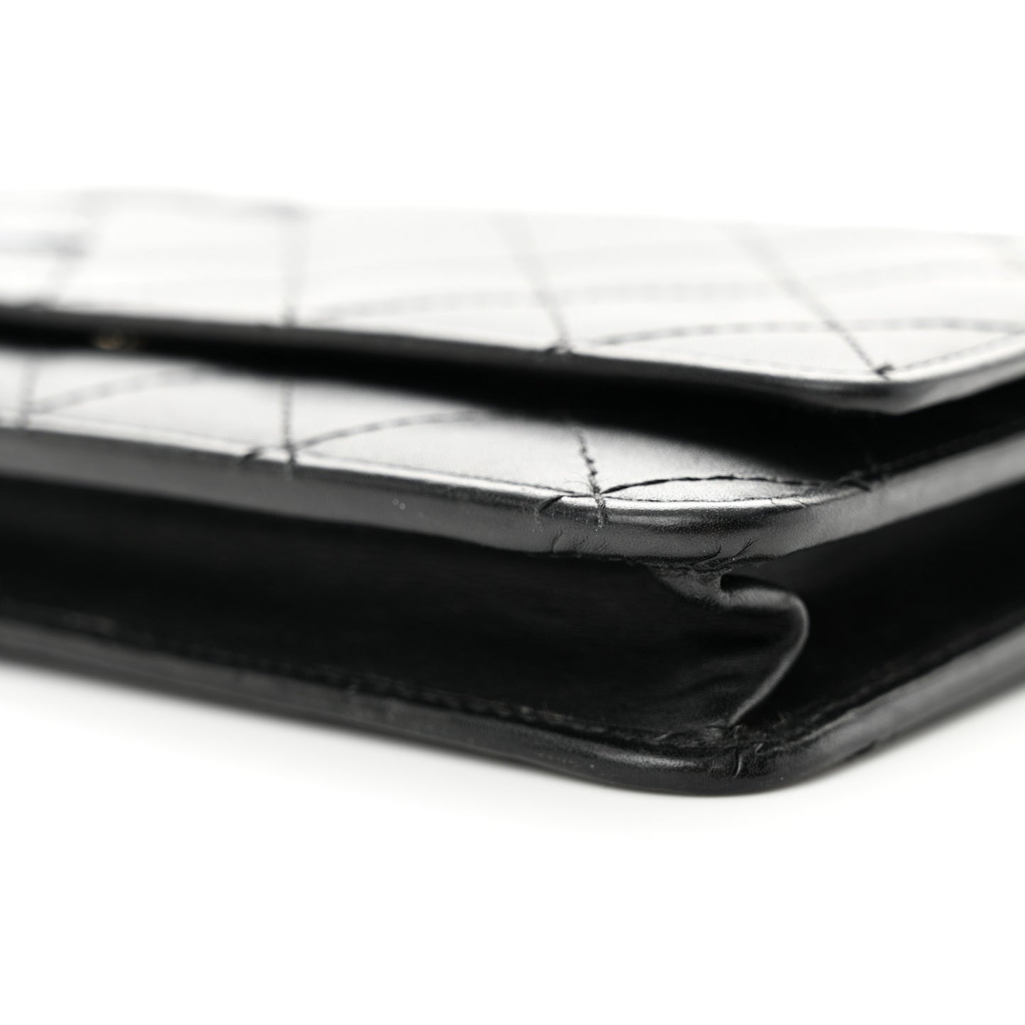 Calfskin Quilted Cambon Wallet on Chain WOC Black