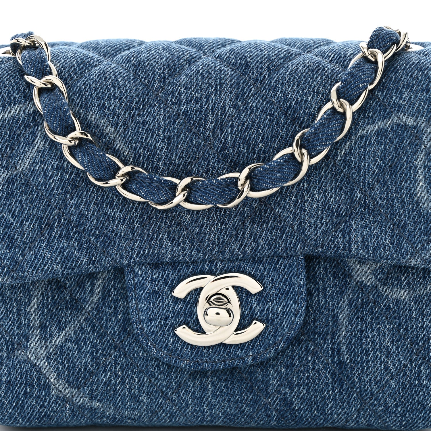 Chanel Denim CC Quilted Mini Square Flap Blue 8 of 11