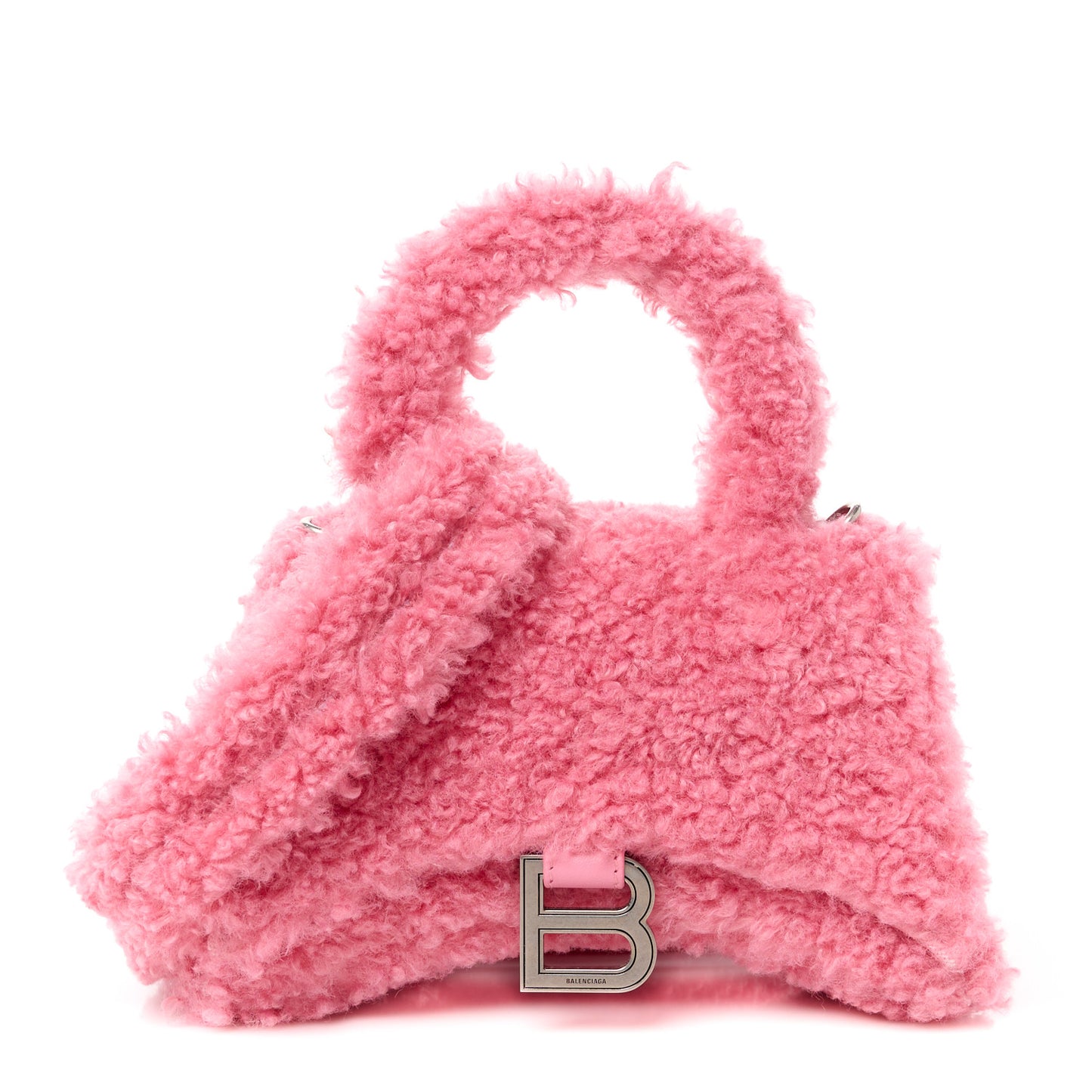 Faux Fur Fluffy Hourglass XS Top Handle Bag Sweet Pink