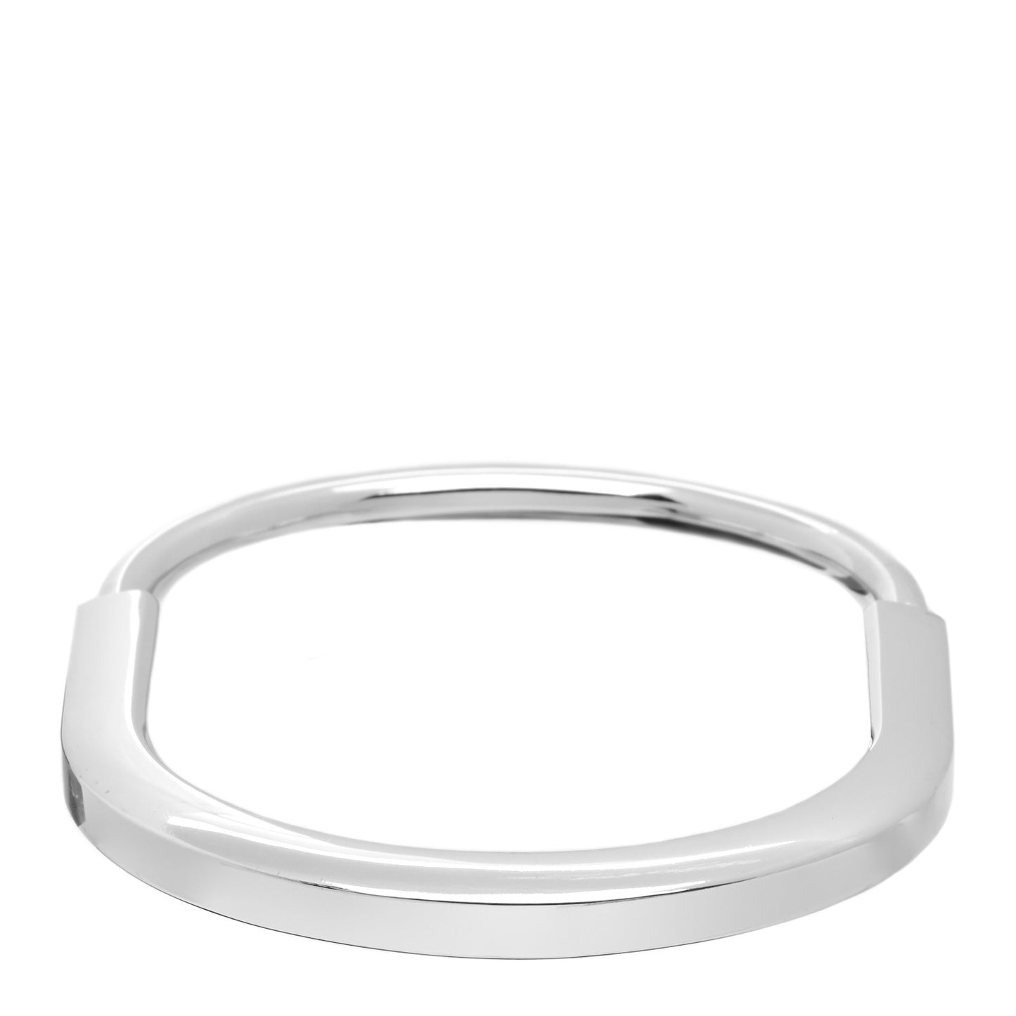18K White Gold Diamond Tiffany Lock Half Pave Bangle Bracelet