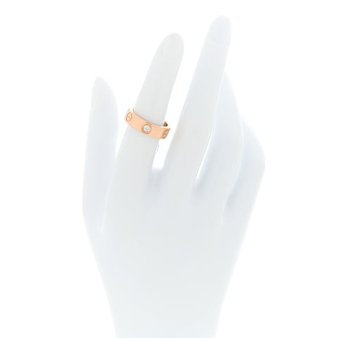 18K Pink Gold 3 Diamond 5.5mm LOVE Ring 51 5.75