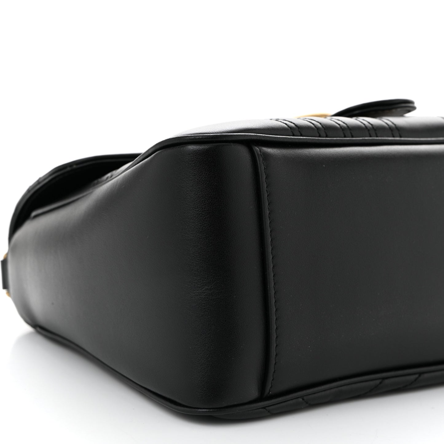 Calfskin Matelasse Small GG Marmont Top Handle Shoulder Bag Black