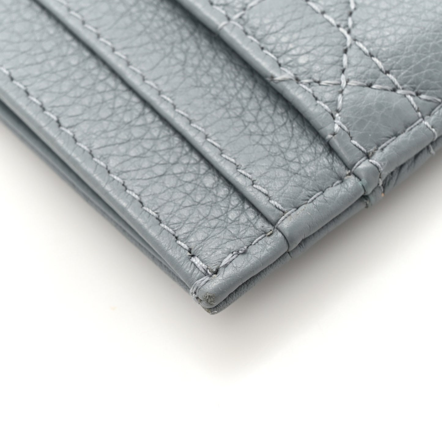 Supple Calfskin Cannage Caro Five-Slot Card Holder Cloud Blue