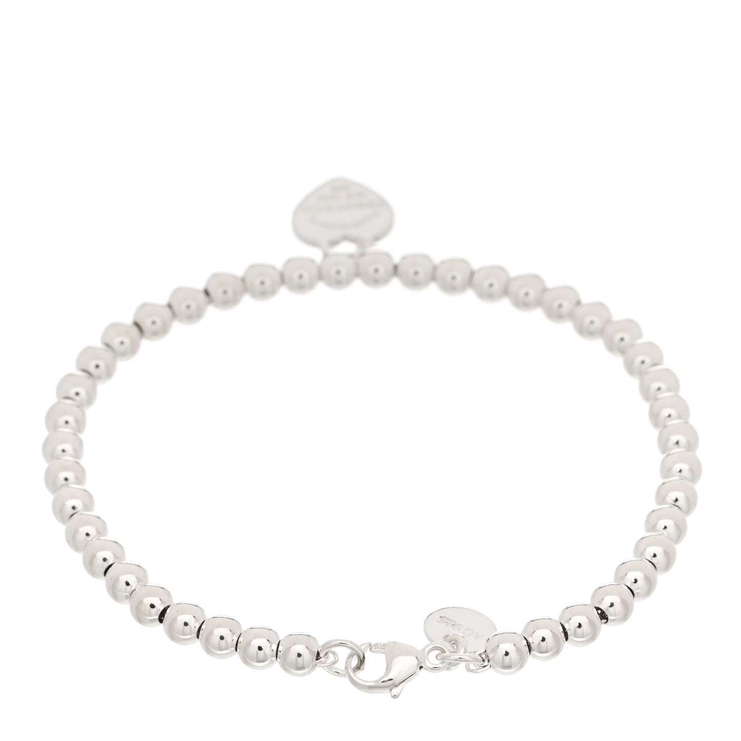 Sterling Silver 4mm Return To Tiffany Heart Tag Bead Bracelet