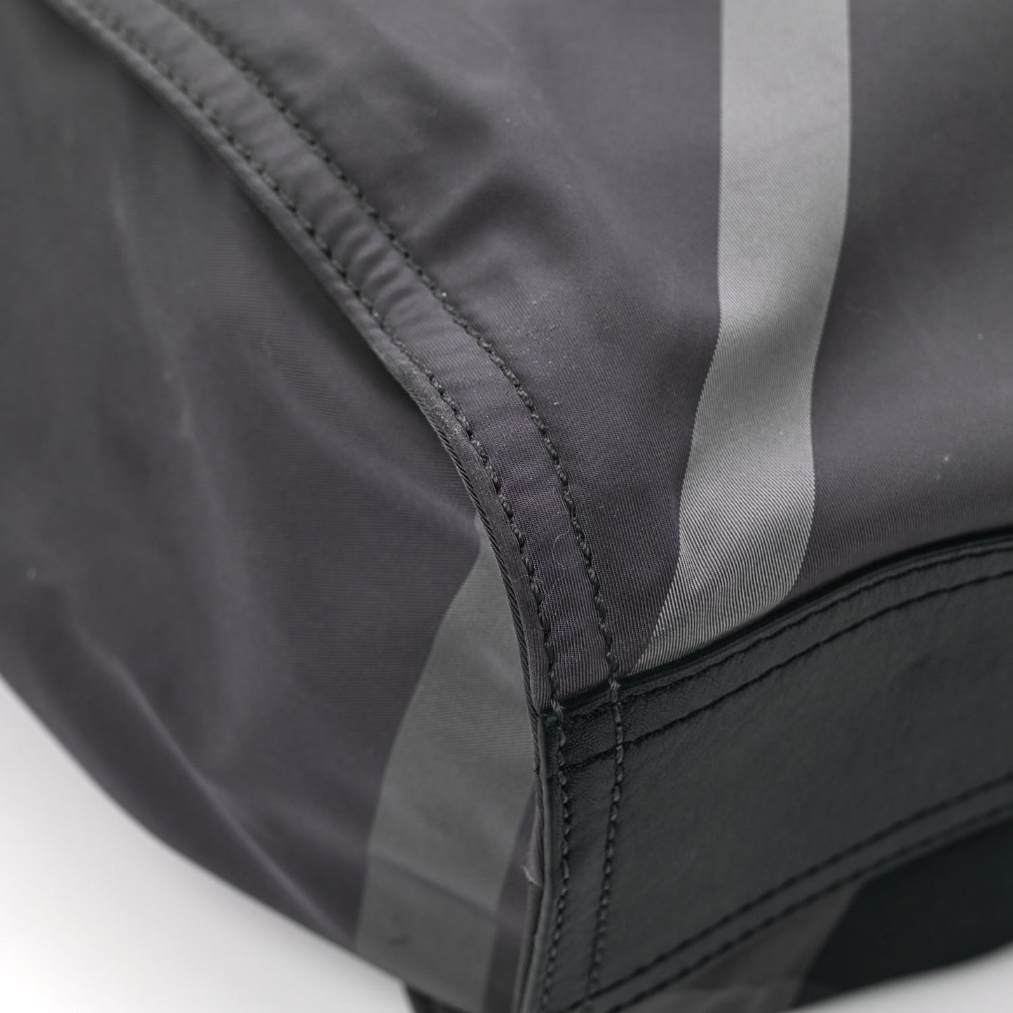 Nylon Check Buckleigh Packable Tote Charcoal