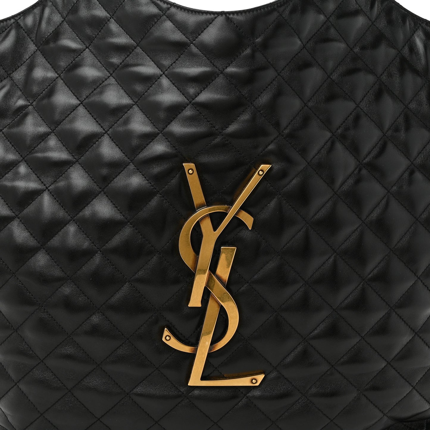 Lambskin Quilted Maxi Icare Shopping Tote Black