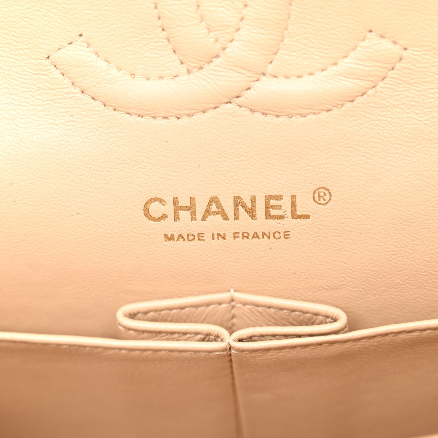 Caviar Quilted Medium Double Flap Beige