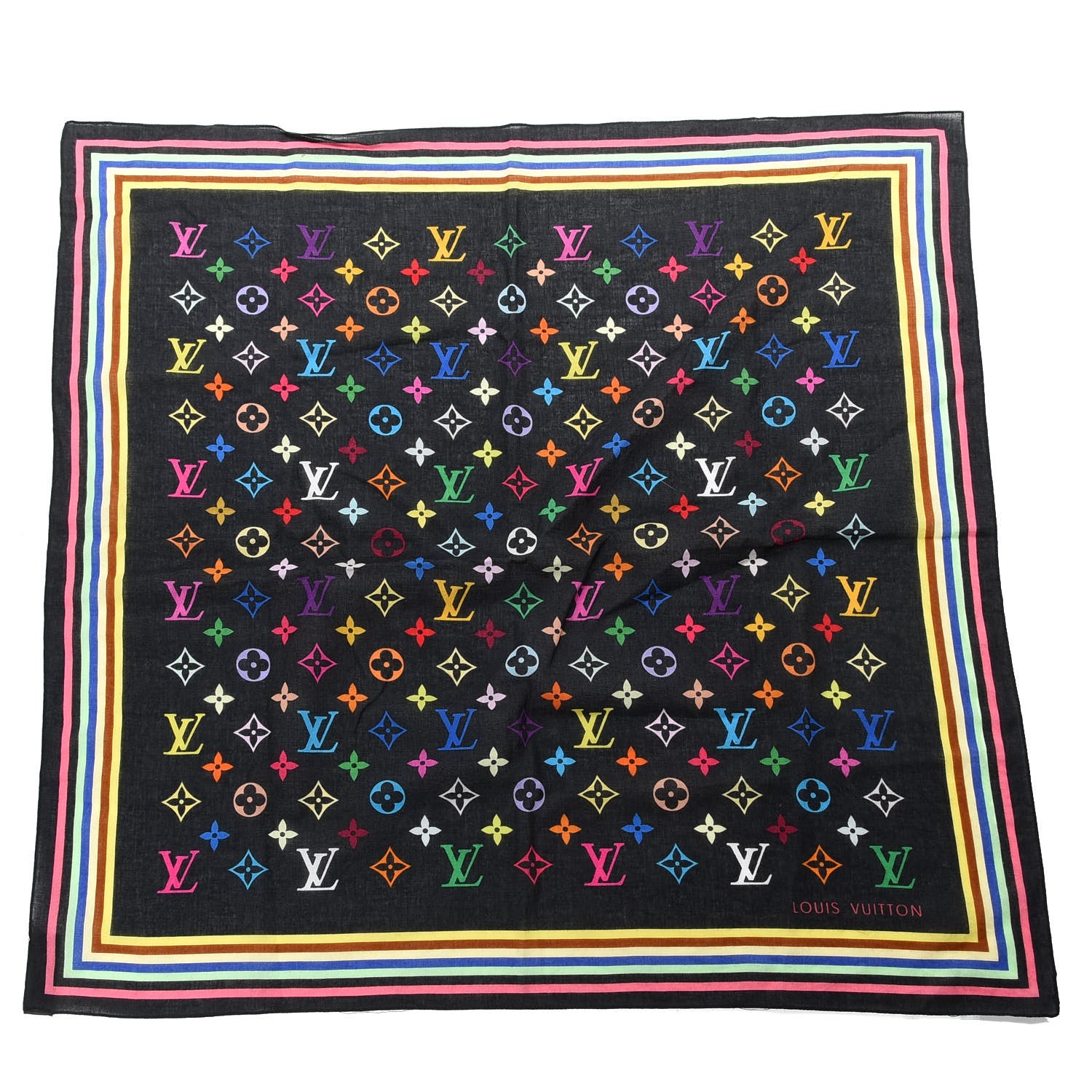 Louis Vuitton Silk Multicolor Eye Love Scarf Black 1 of 3