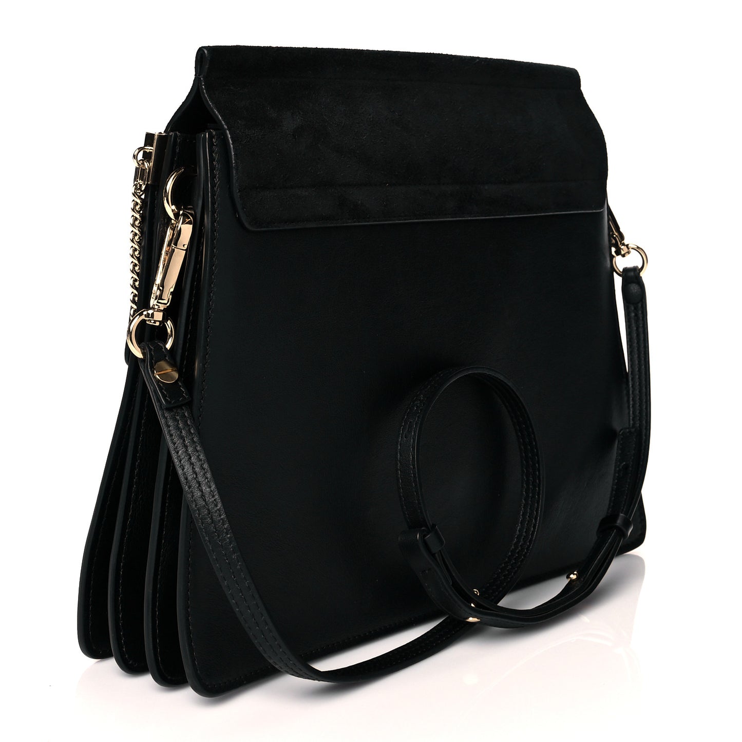 Suede Calfskin Medium Faye Shoulder Bag Black