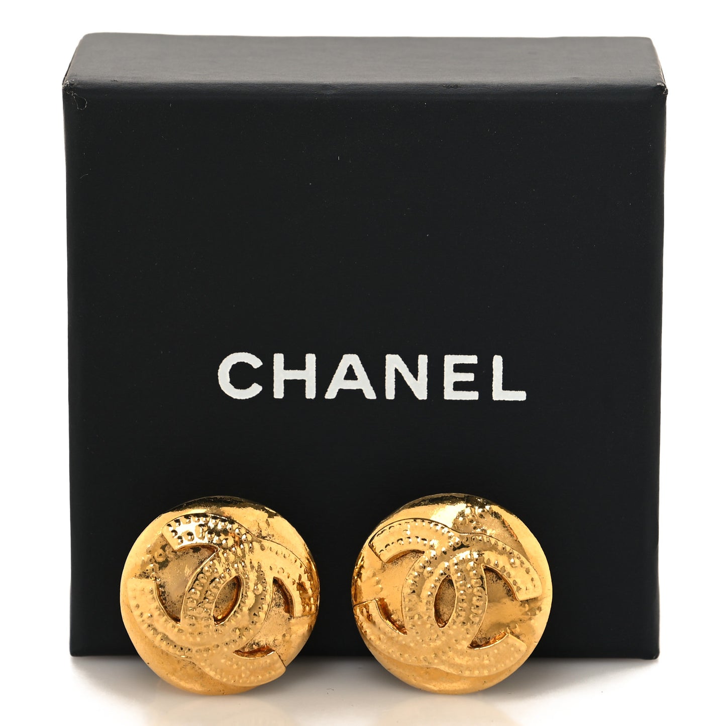 Round CC Clip On Earrings Gold