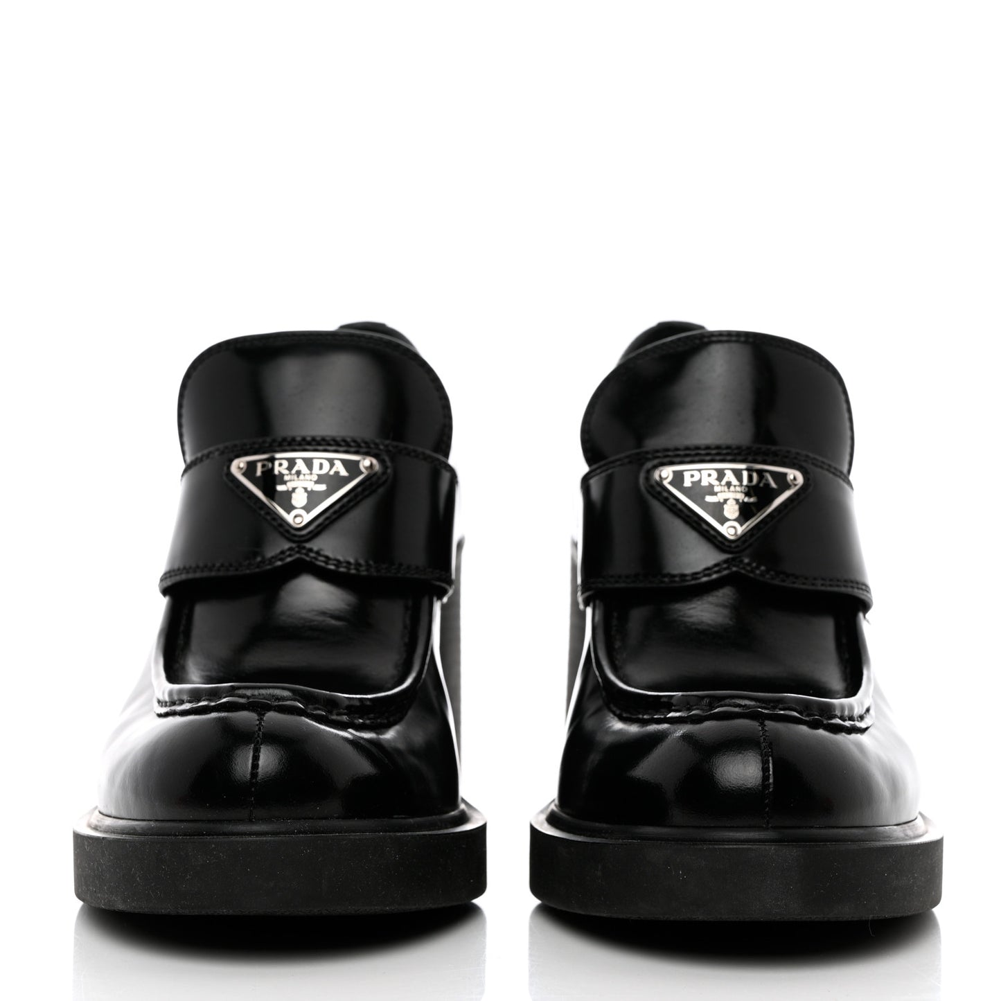 Spazzolato Metal Triangle Logo 85mm Loafers 41 Black