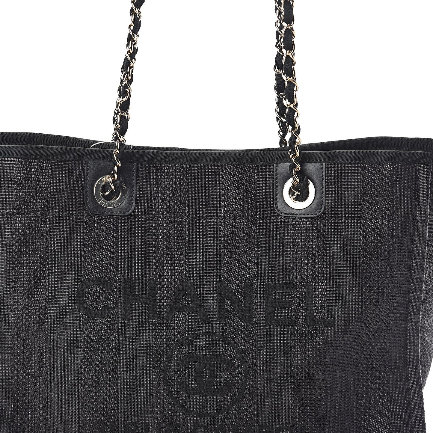 Mixed Fibers Striped Small Deauville Tote Black