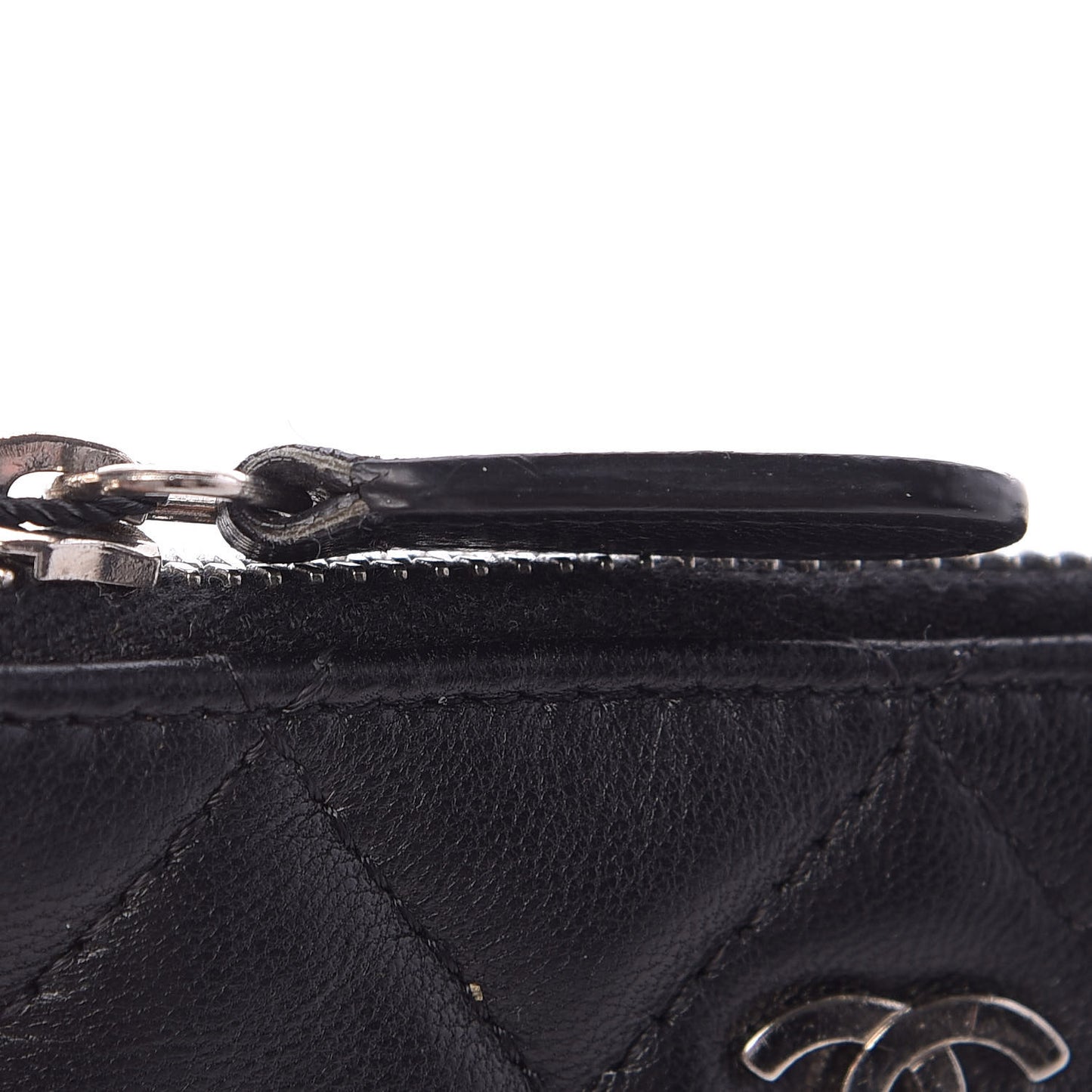 Lambskin Quilted Key Holder Case Black
