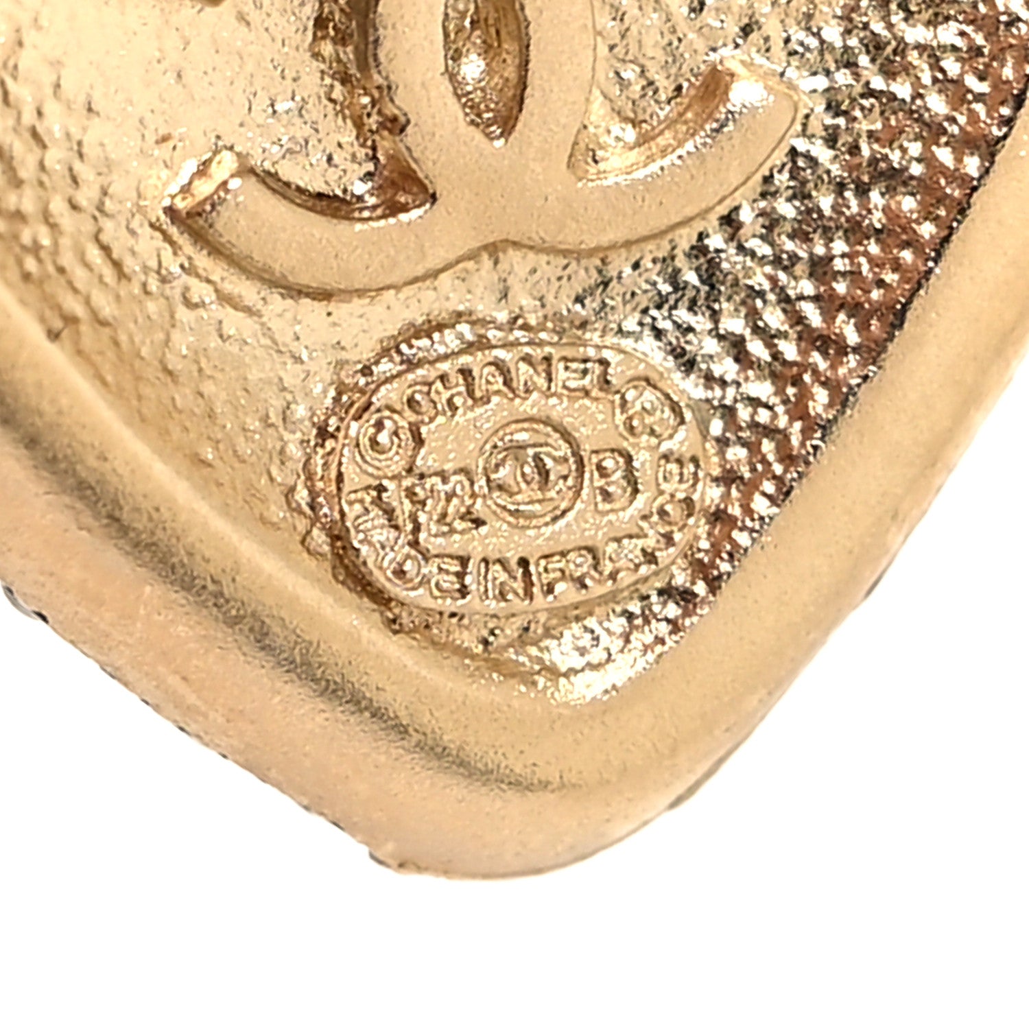 Chanel Pearl Crystal CC Heart Earrings Gold Black 4 of 5