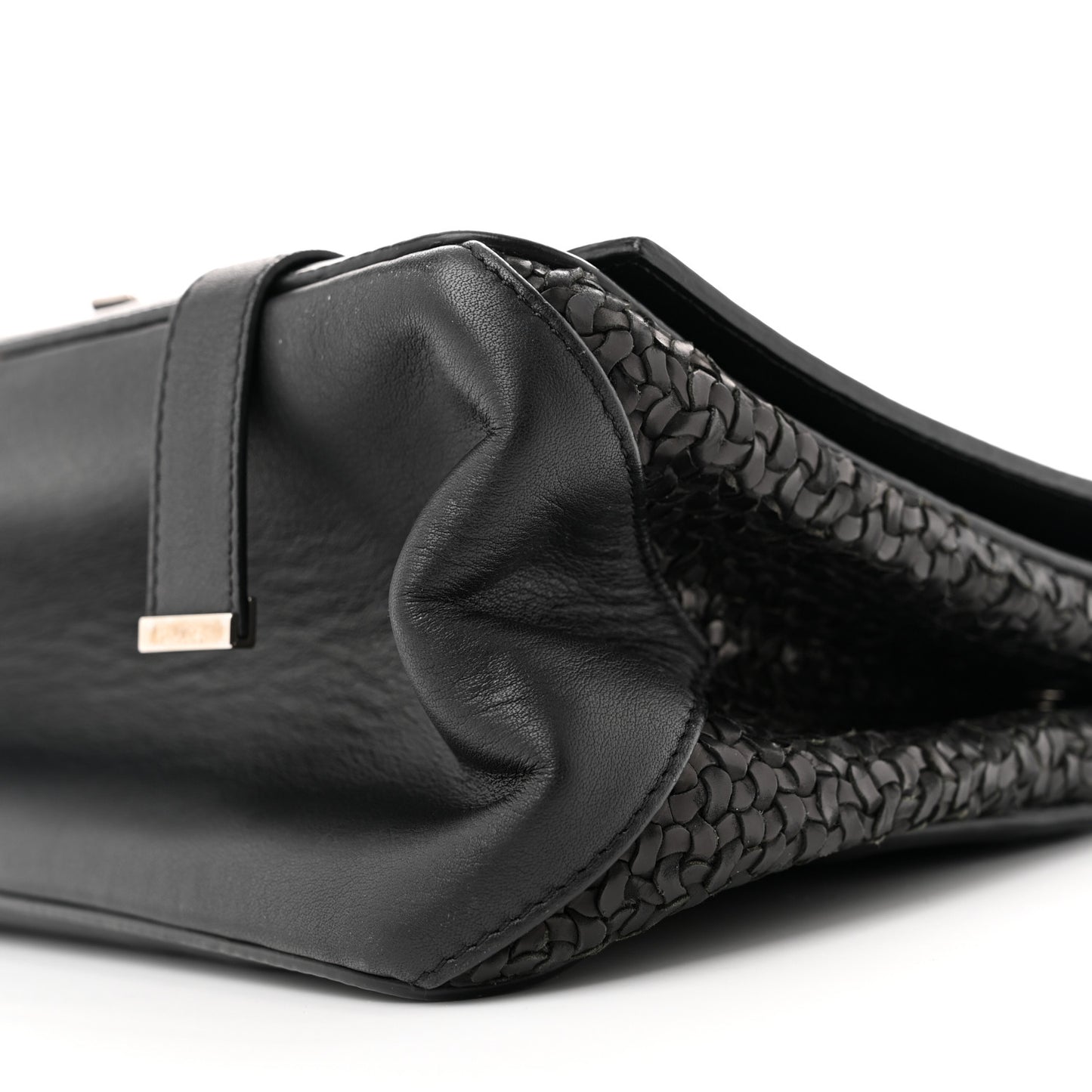 Calfskin Woven Small Lunch Bag Black