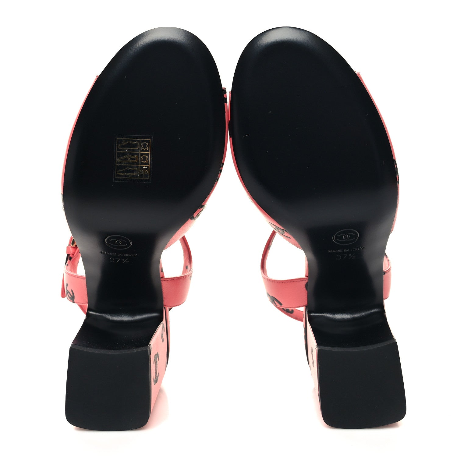 Chanel Printed Lambskin Coco Beach Sandals 37.5 Pink Black 5 of 9