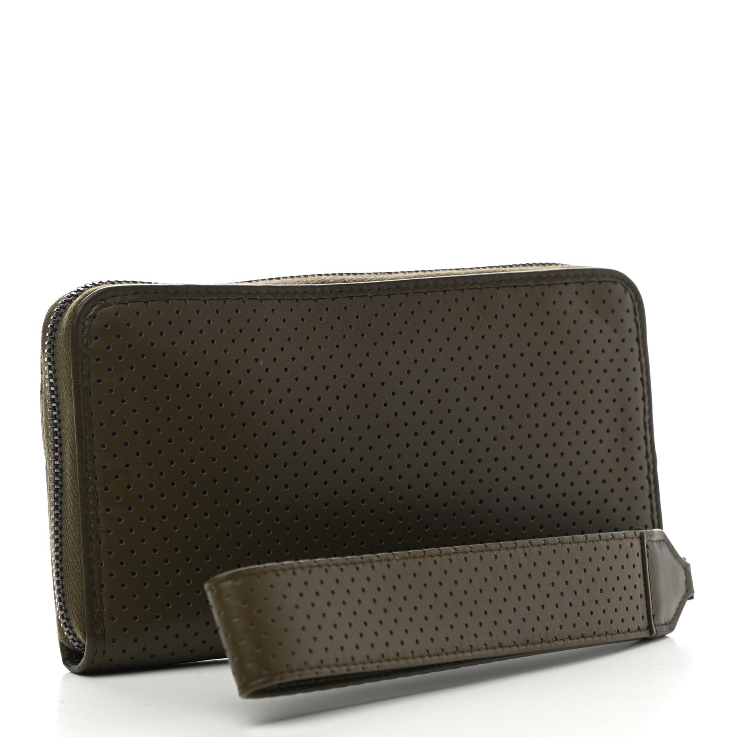 Bottega Veneta Perforated Calfskin Leggero Wristlet Green 3 of 7