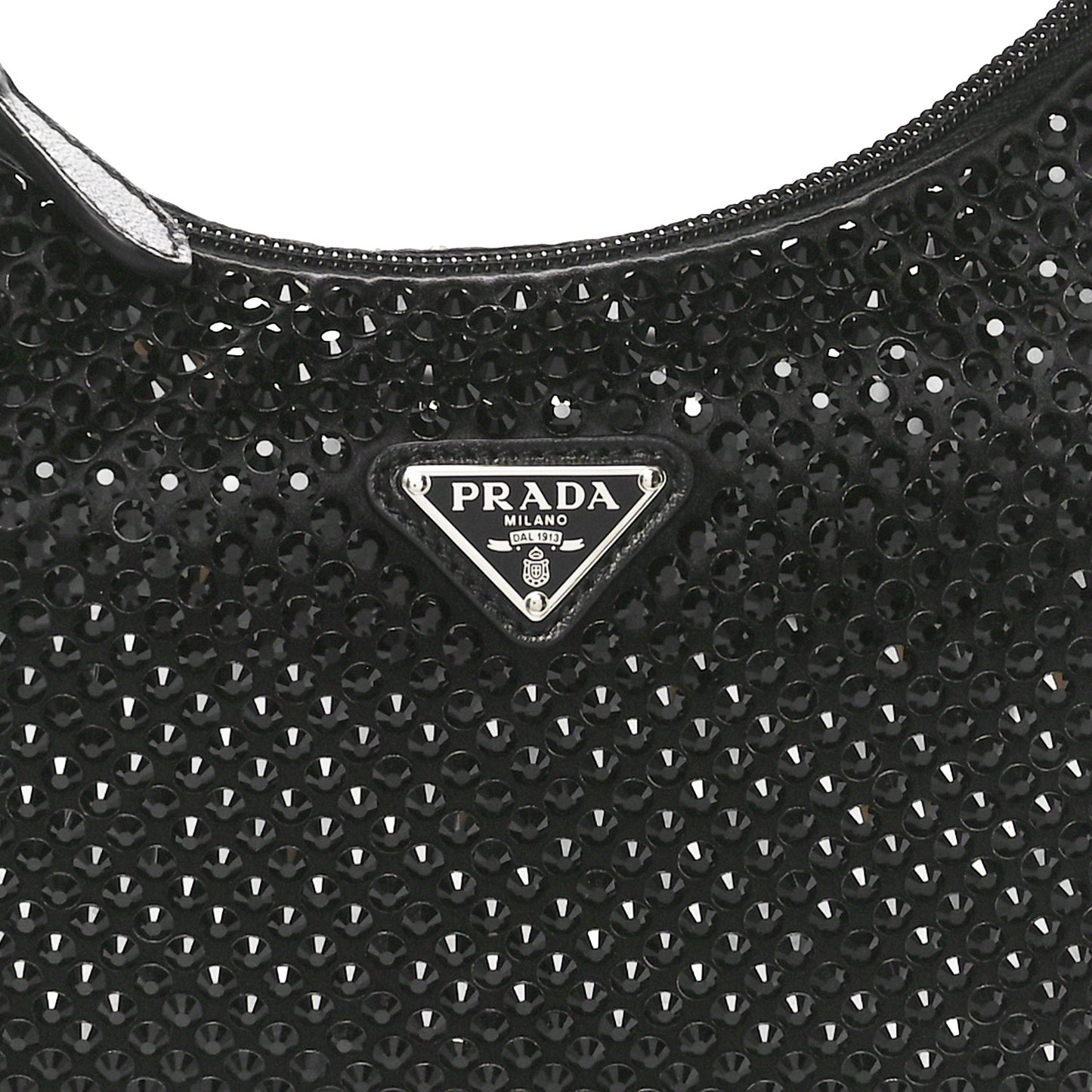 Satin Crystal Mini Re-Edition 2000 Bag Black