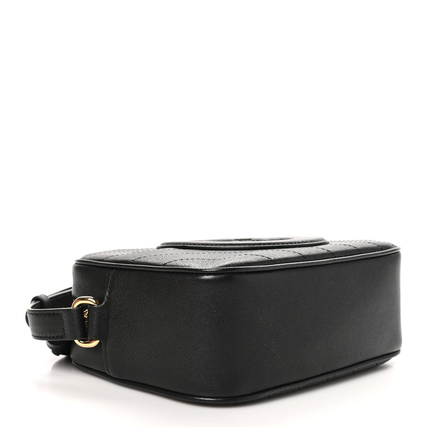 Sakai Be Green Calfskin Diagonal Stitched Small Blondie Shoulder Bag Black
